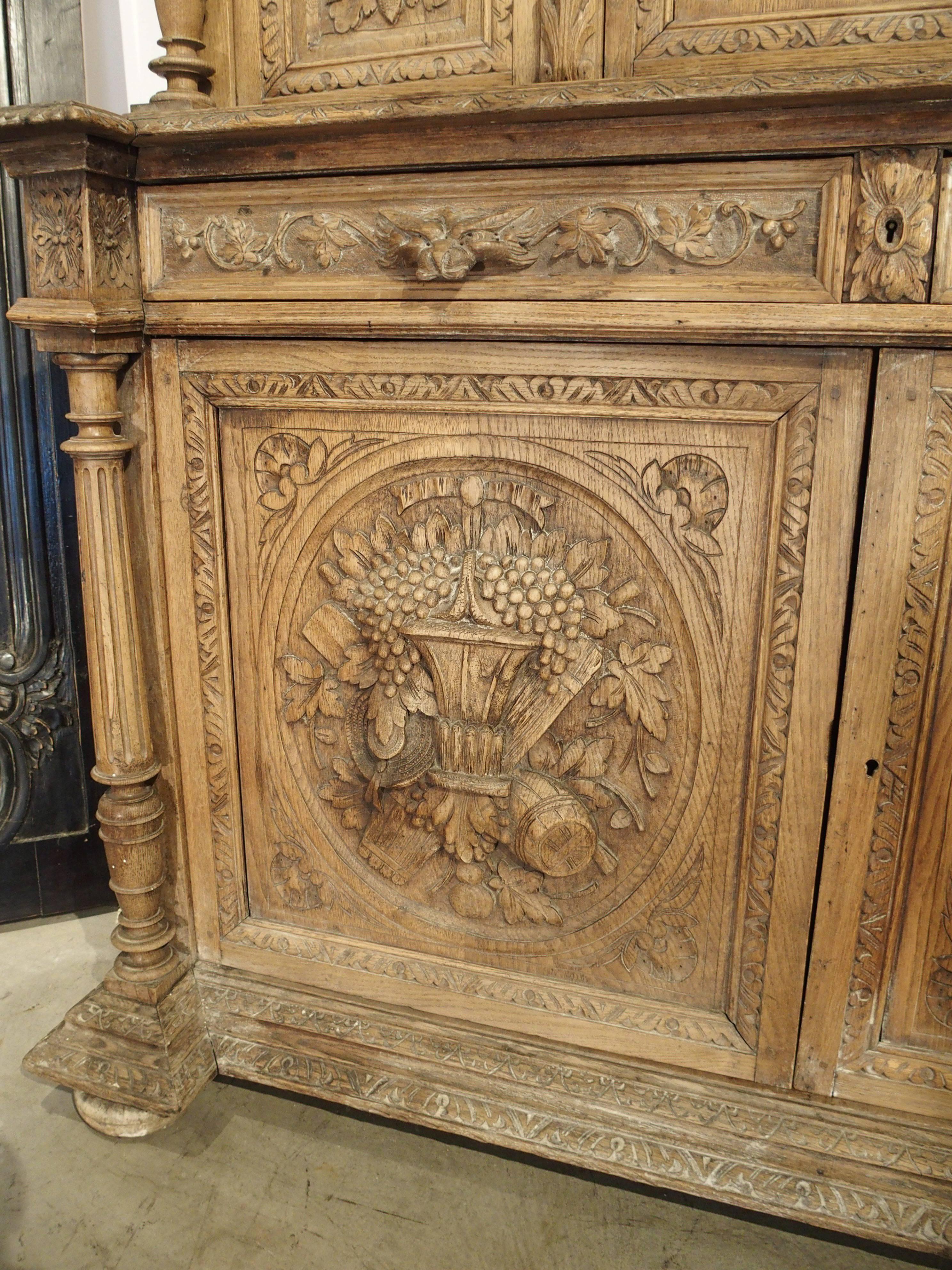 Louis XIII Antique French Hunting Cabinet Made of Stripped Oak, 19th Century