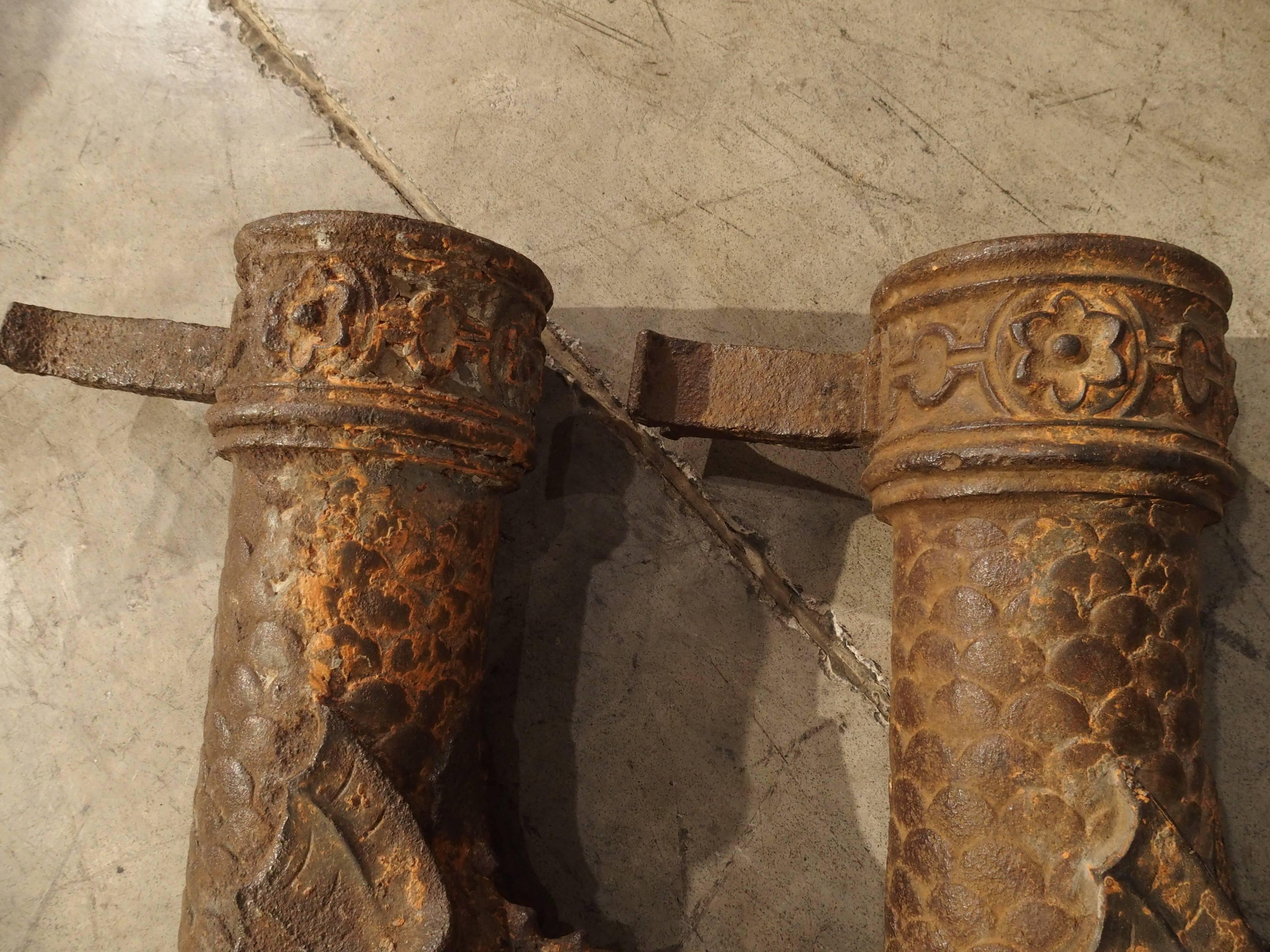 Rare Pair of Antique Iron Gutter Spouts from Bordeaux France 3