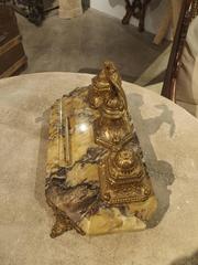 19th Century Empire Bronze and Marble Inkwell from France