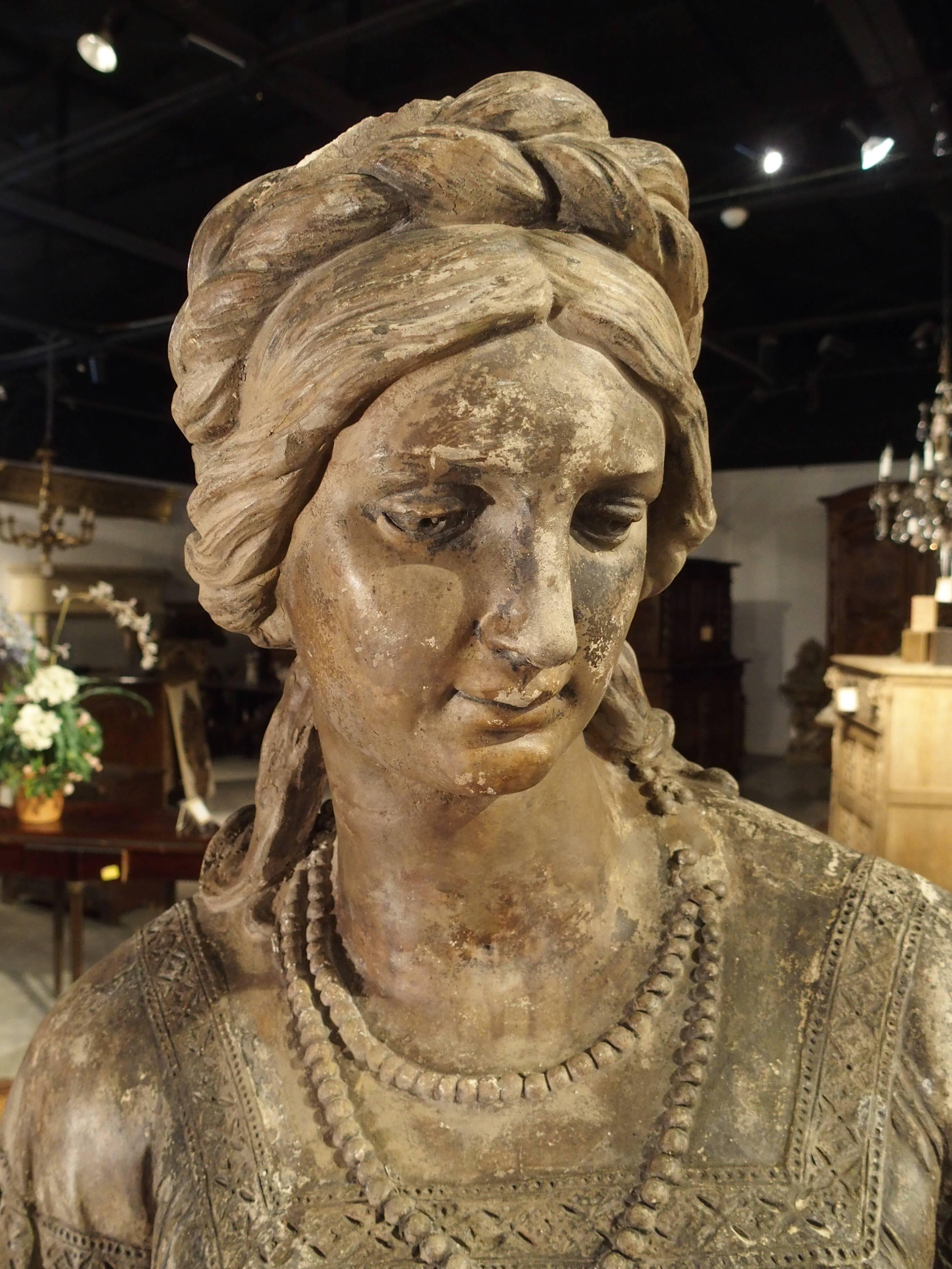 19th Century Lifesize Antique Terra Cotta Statue of a Woman