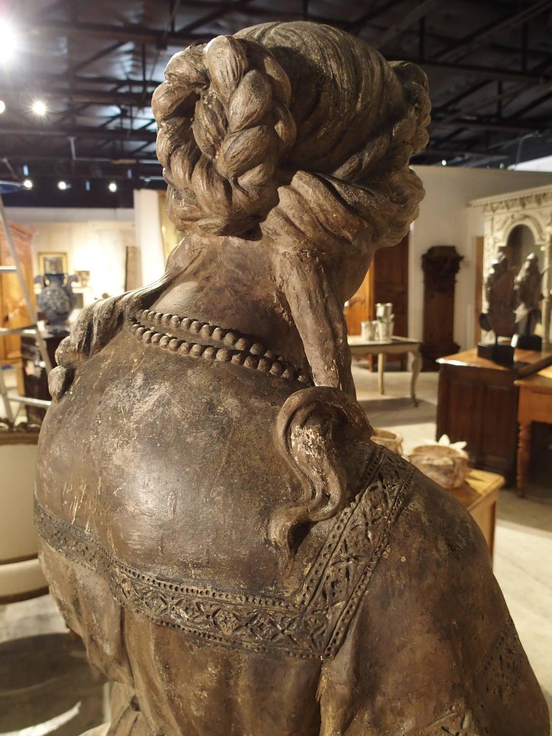 Lifesize Antique Terra Cotta Statue of a Woman For Sale at 1stdibs