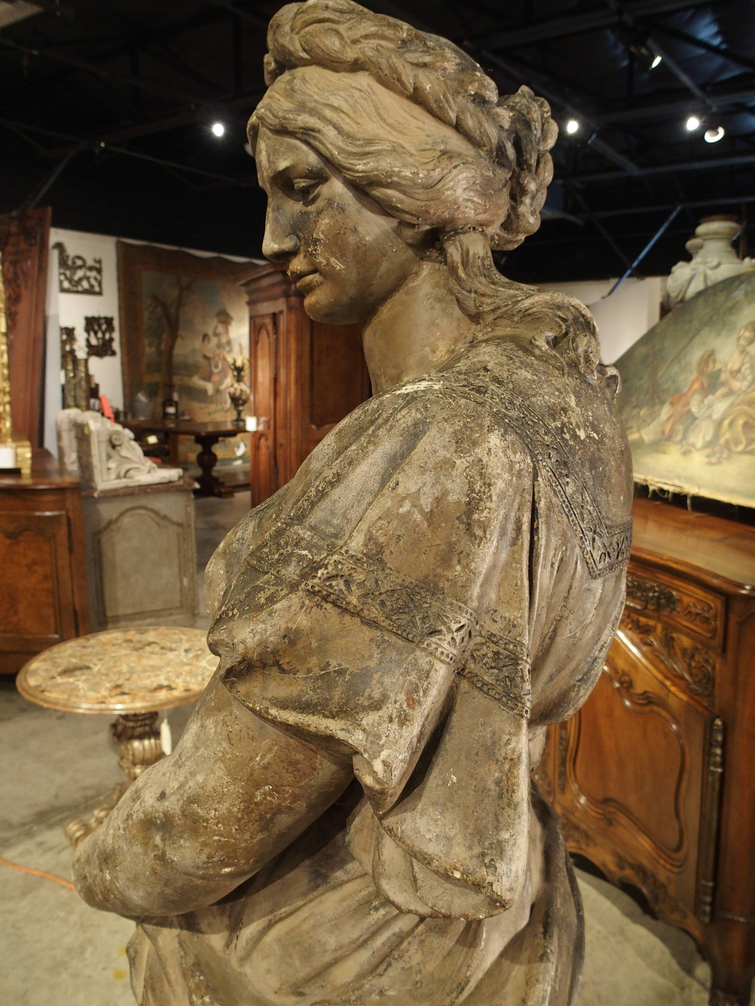 European Lifesize Antique Terra Cotta Statue of a Woman