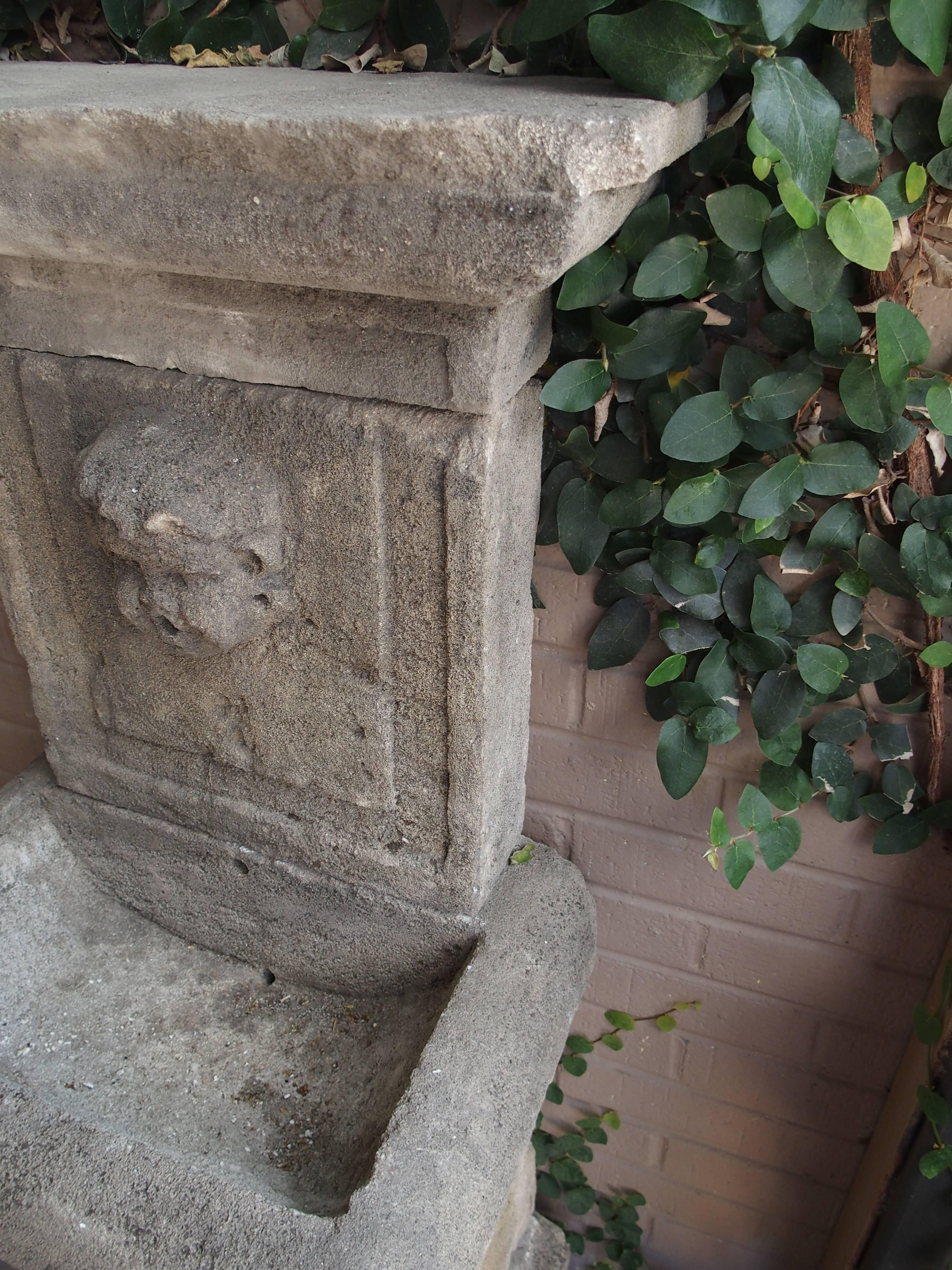 French Small Carved Limestone Wall Fountain from France