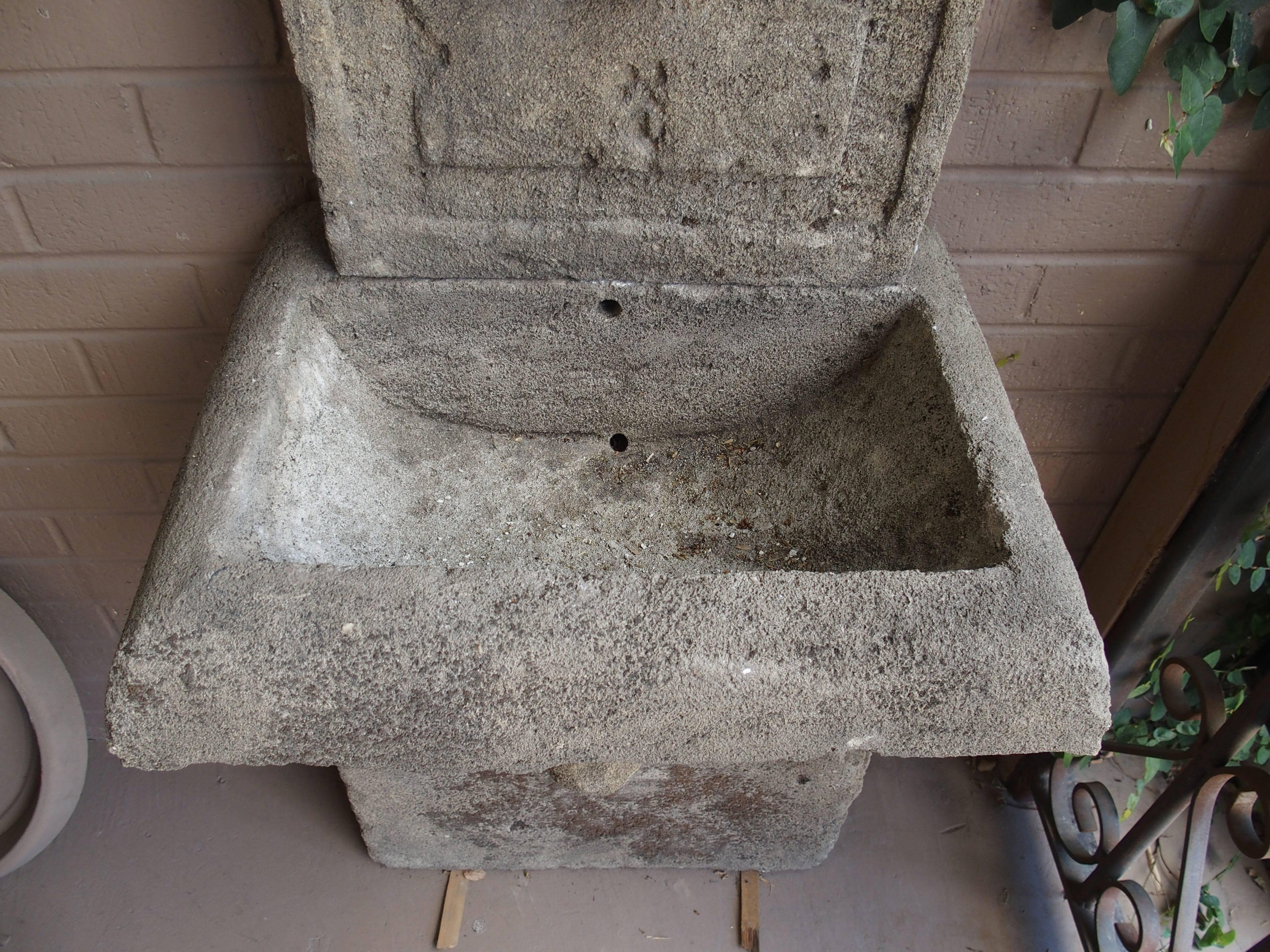 Small Carved Limestone Wall Fountain from France In Good Condition In Dallas, TX