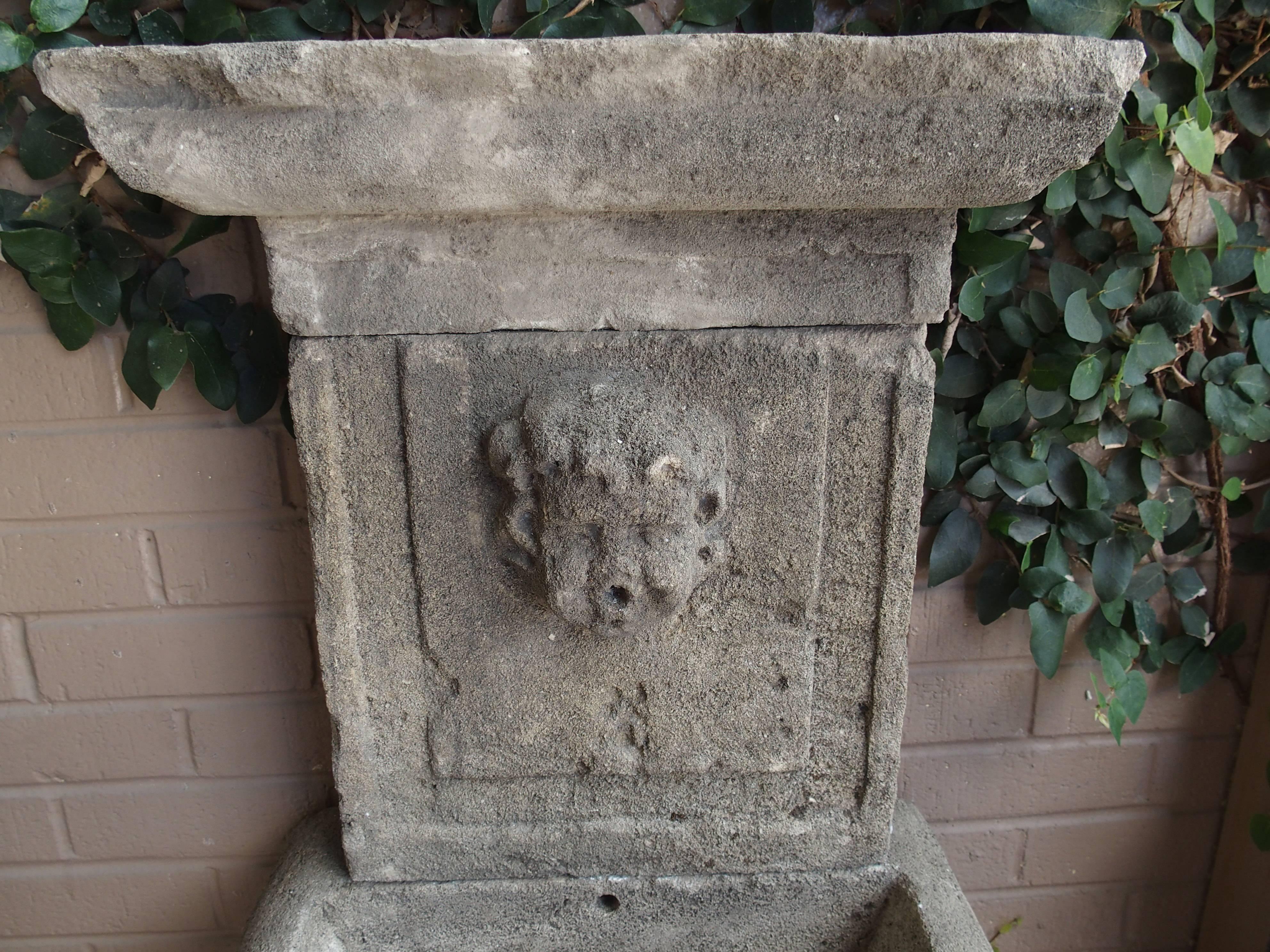 Small Carved Limestone Wall Fountain from France 2