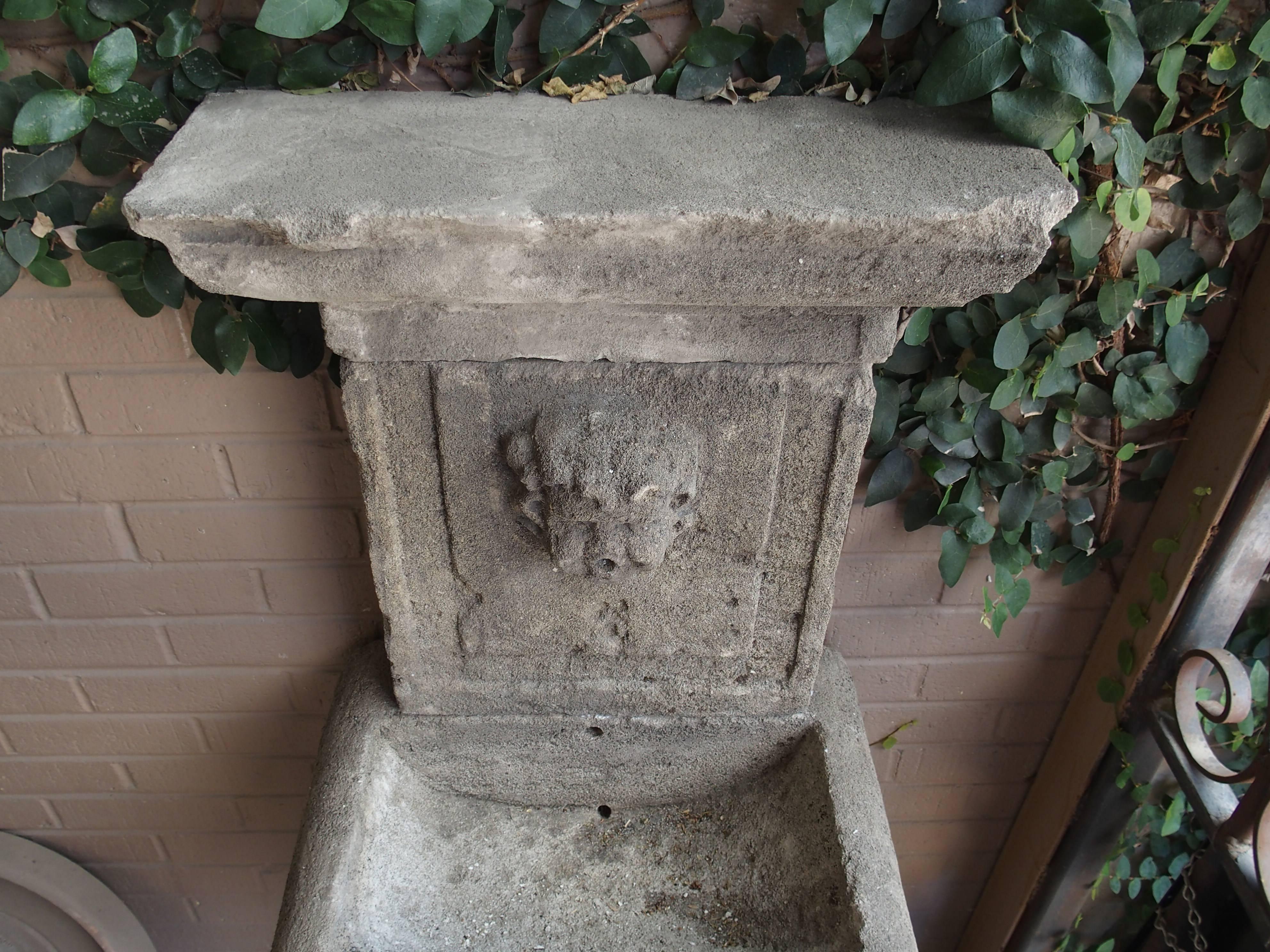 Small Carved Limestone Wall Fountain from France 3
