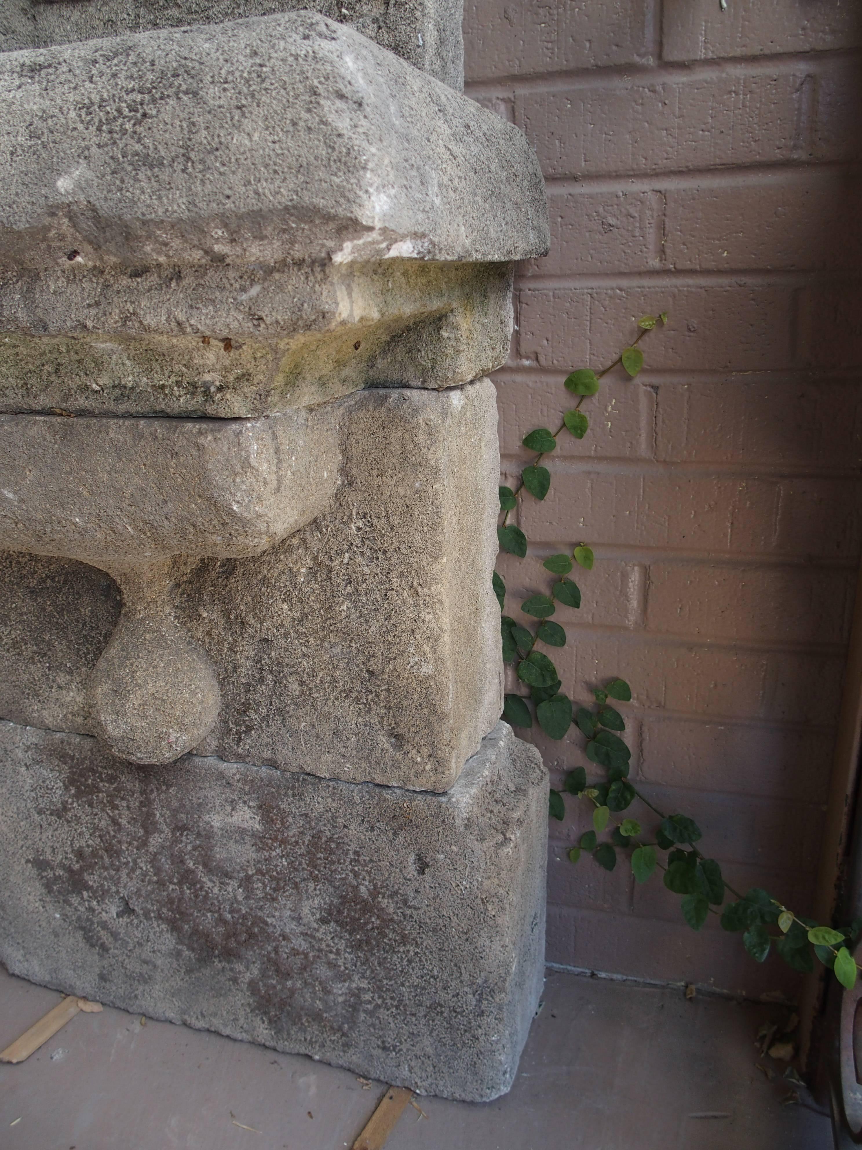 Small Carved Limestone Wall Fountain from France 4