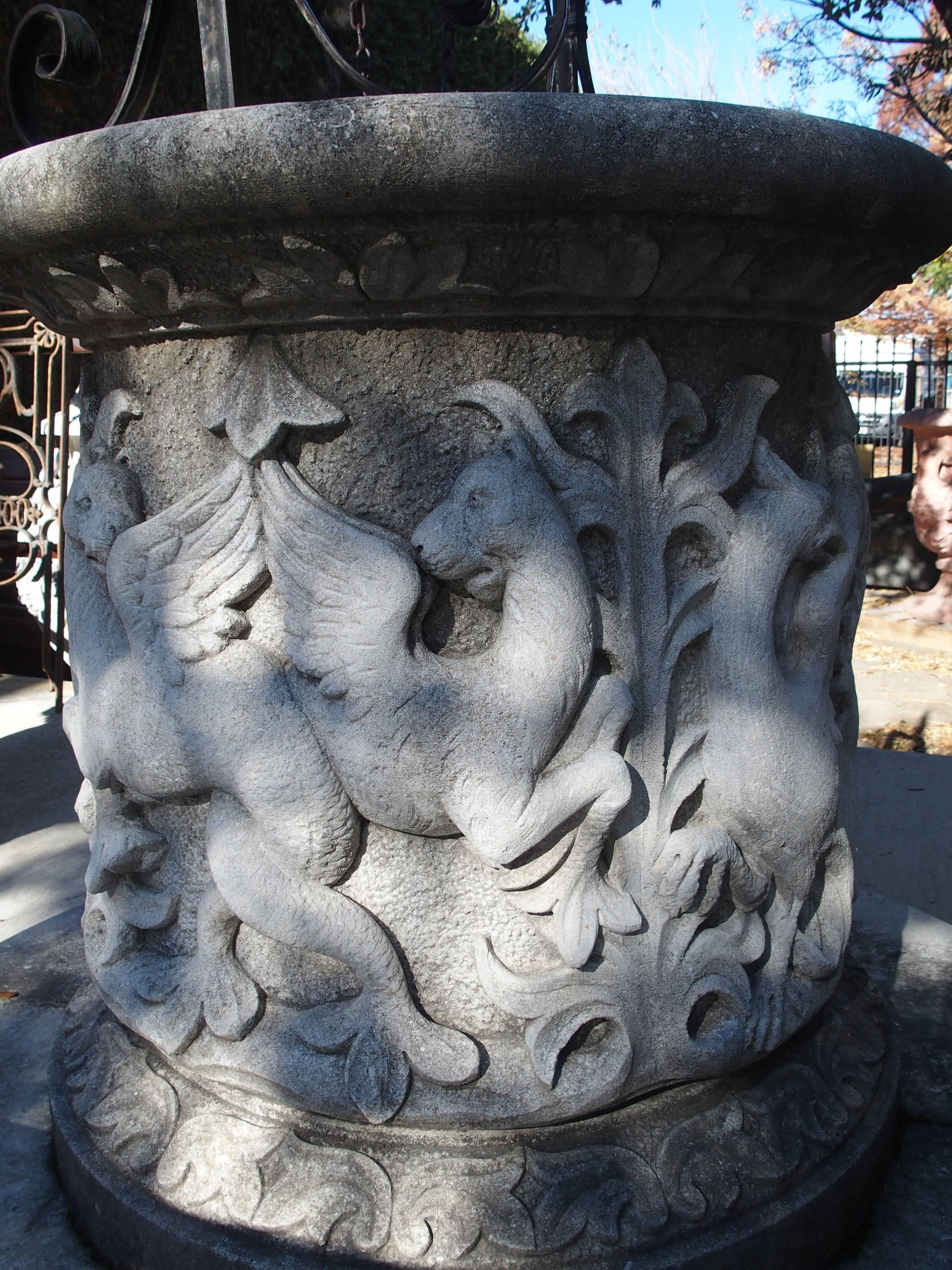 Hand Carved Limestone Well from Italy 5