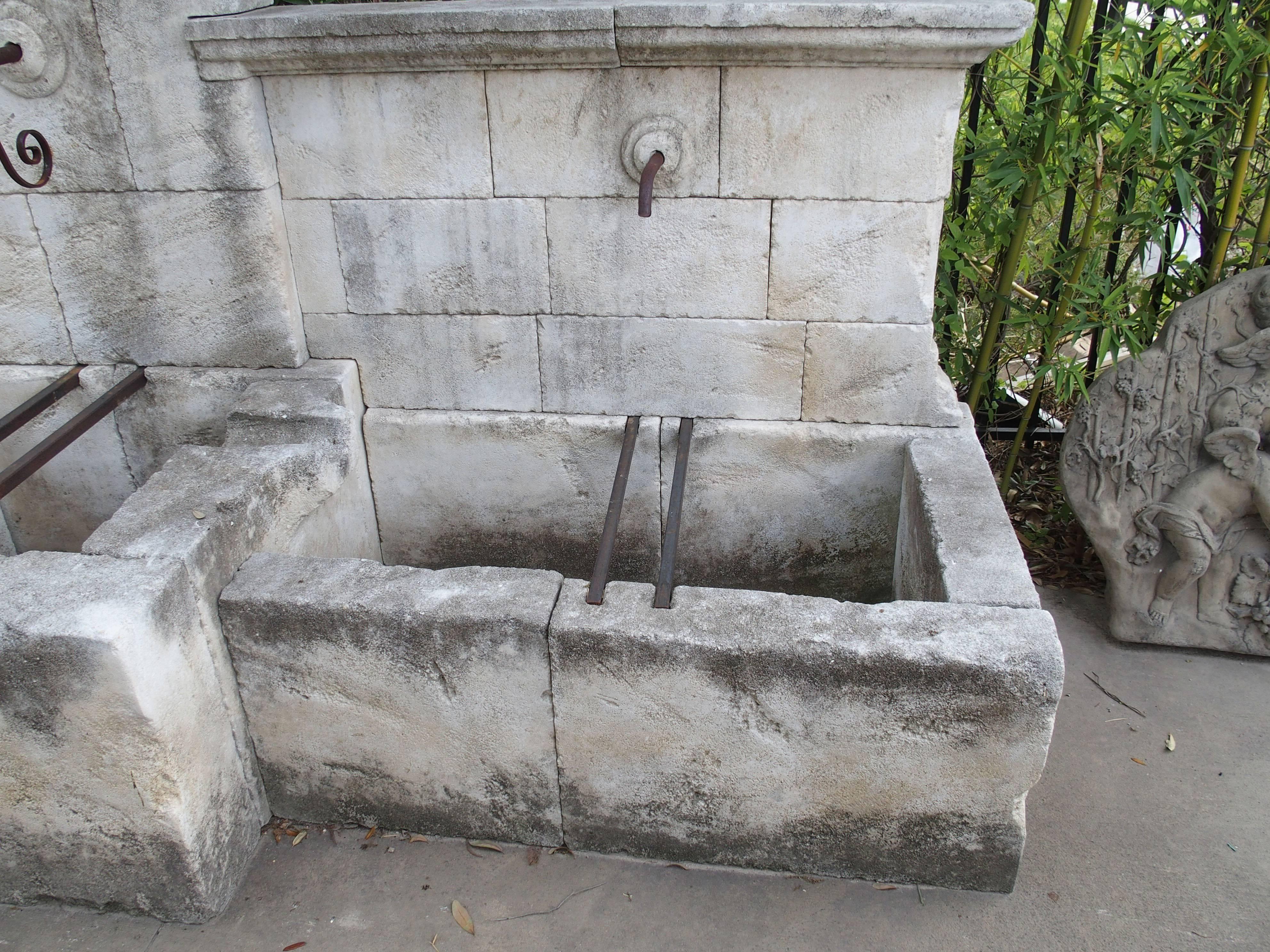 Contemporary Large and Unusual Carved Limestone Wall Fountain from France