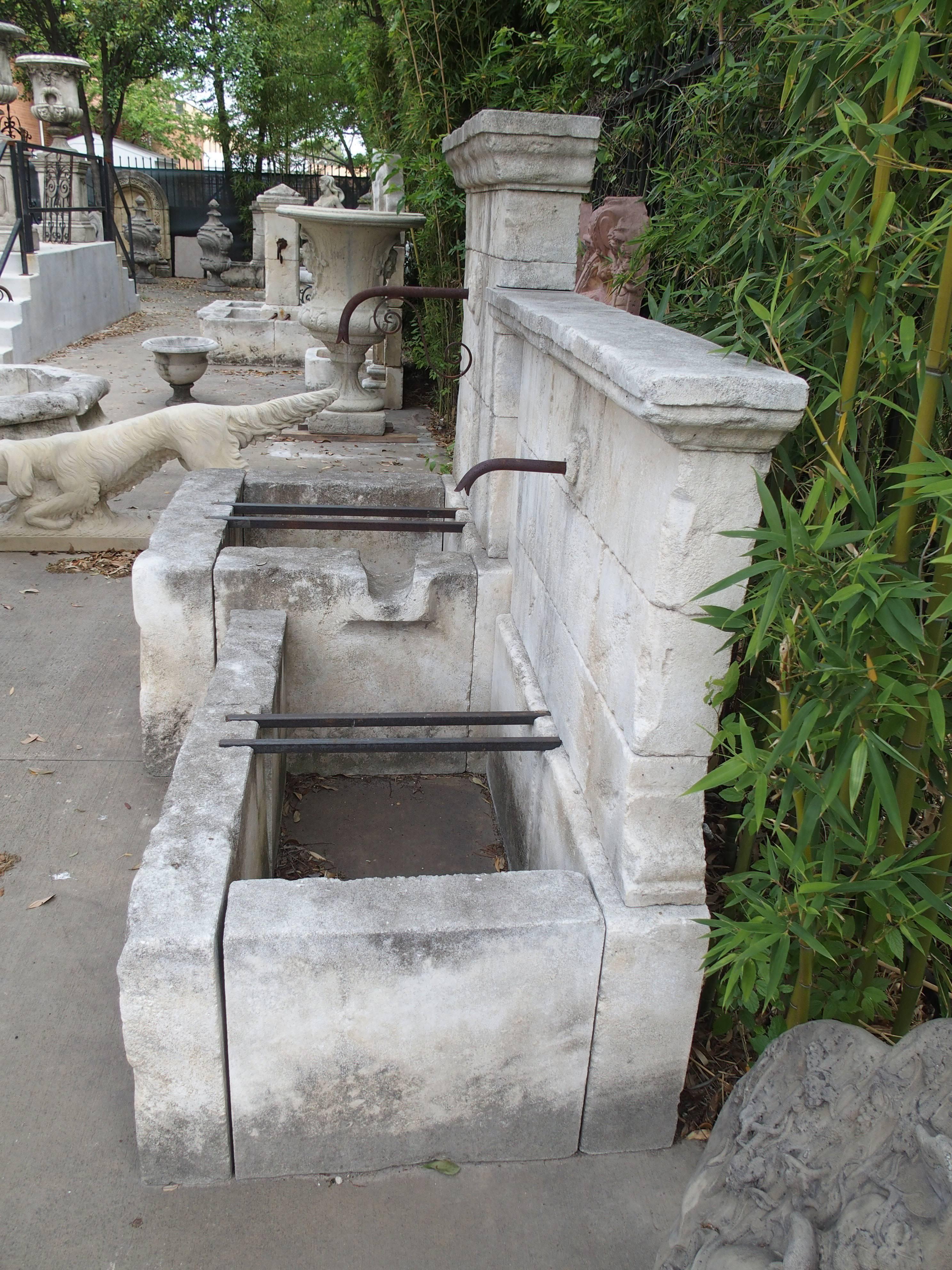 Large and Unusual Carved Limestone Wall Fountain from France 2