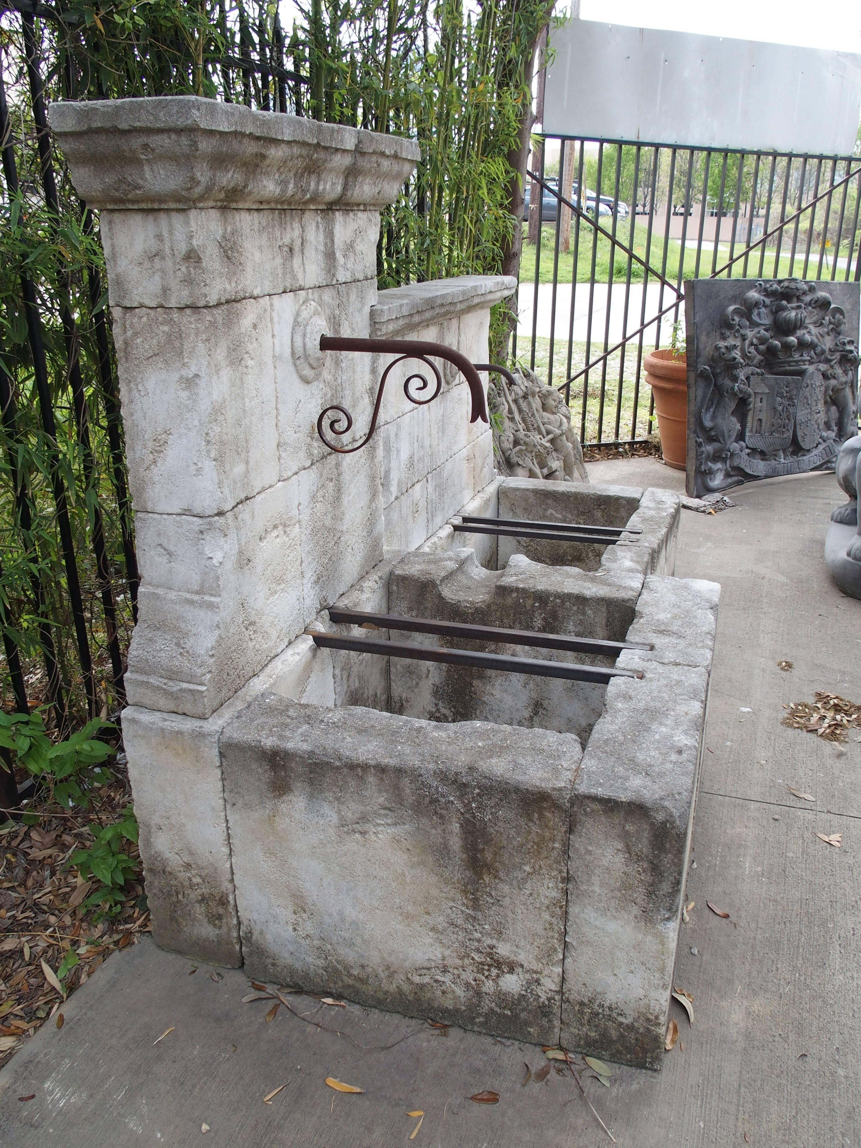 Large and Unusual Carved Limestone Wall Fountain from France 4
