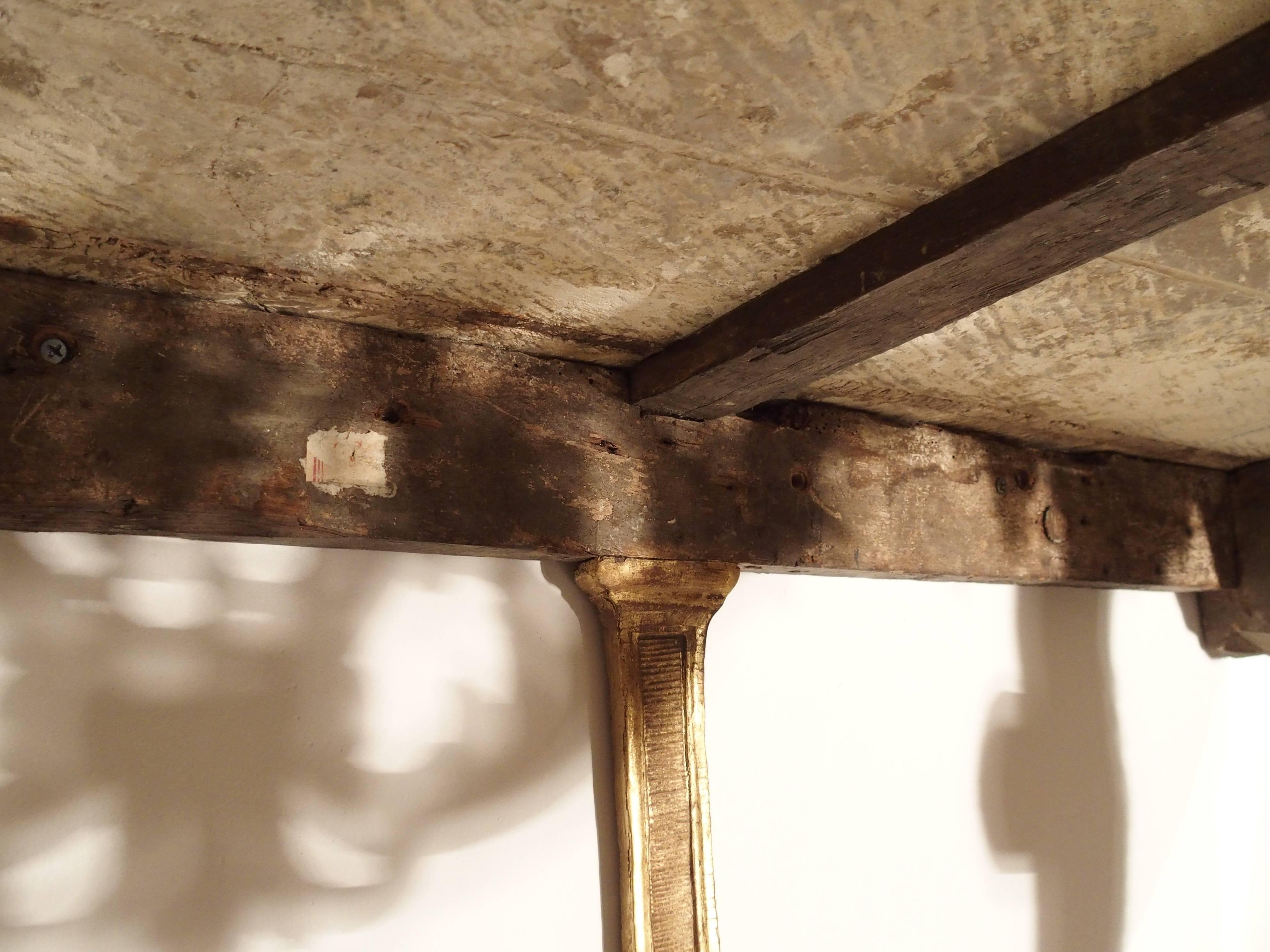 Carved Beautiful Period Louis XIV Giltwood Console with Original Marble
