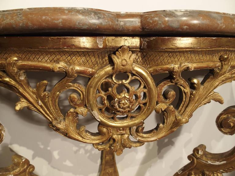 Beautiful Period Louis XIV Giltwood Console with Original Marble 3