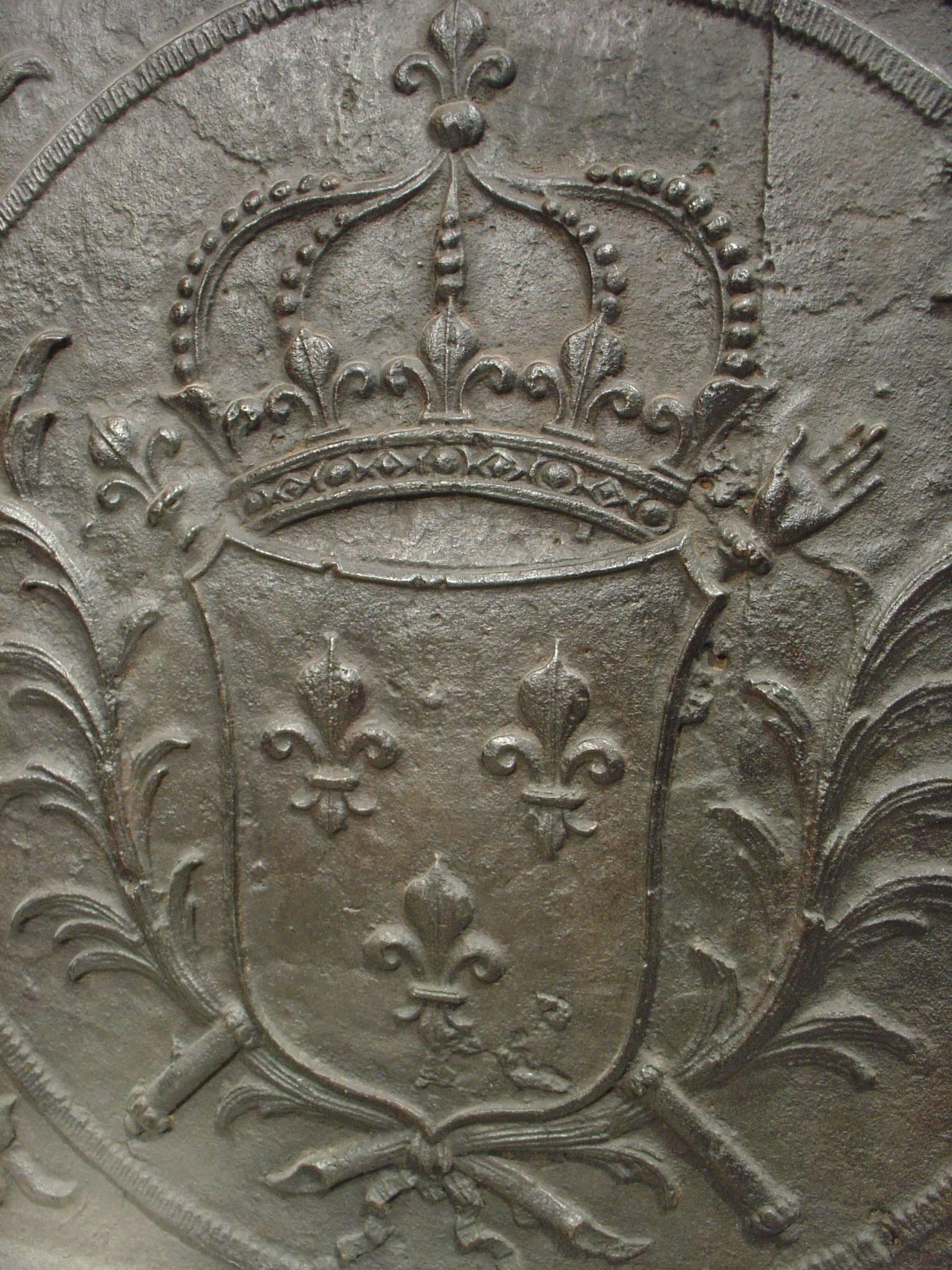 Cast Large 18th Century Coat of Arms Fireback from France