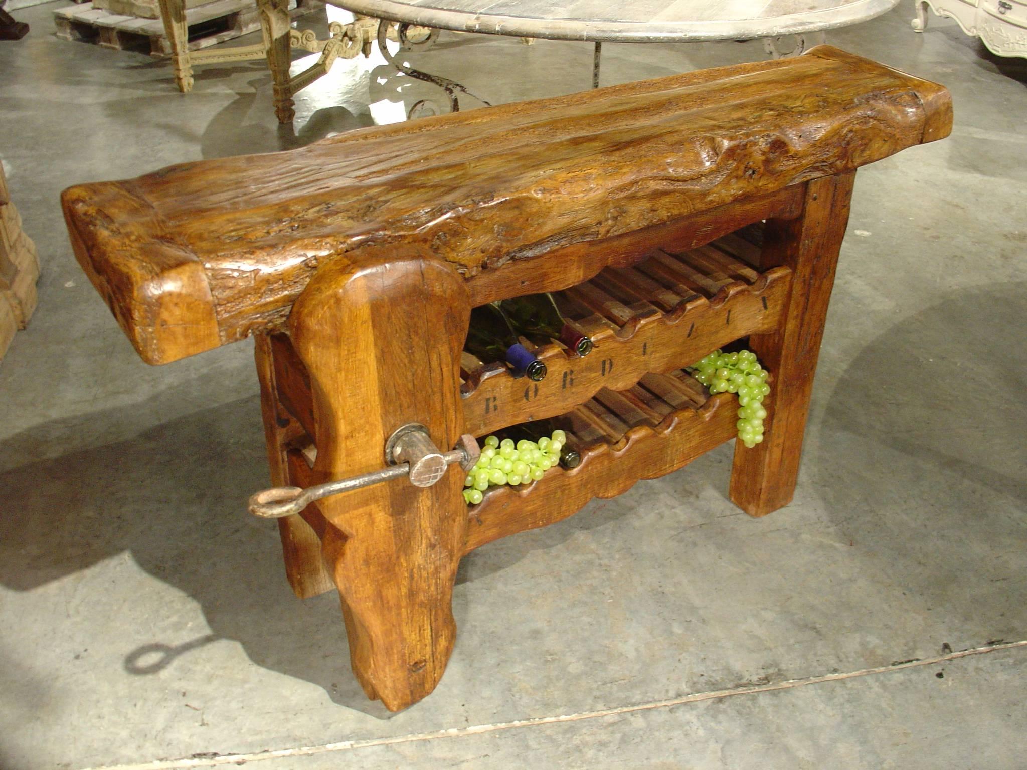 Rustic 'Bordeaux' Workbench Wine Carrier from France