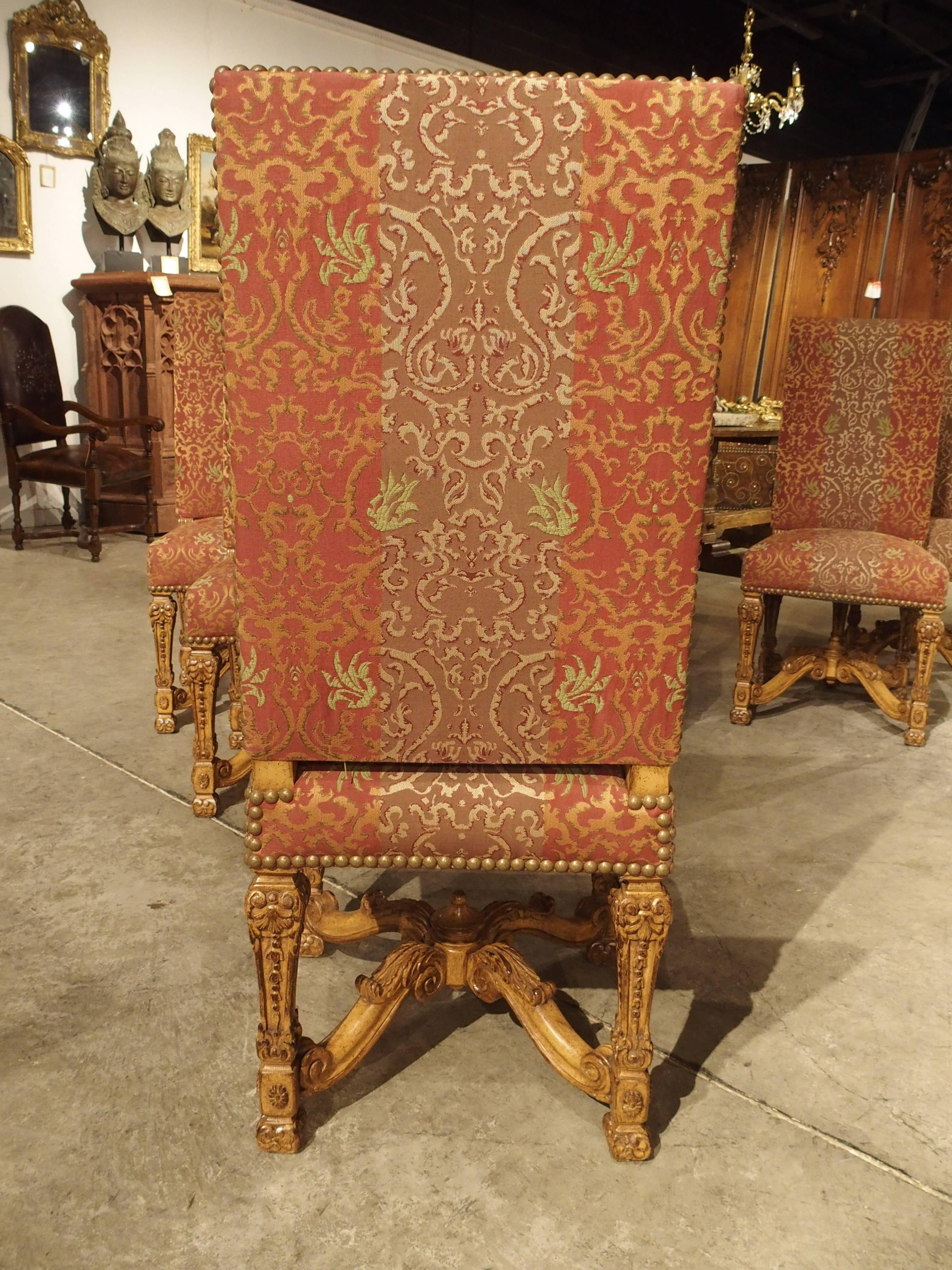 Set of 12 Louis XIV Carved Dining Chairs In Excellent Condition In Dallas, TX