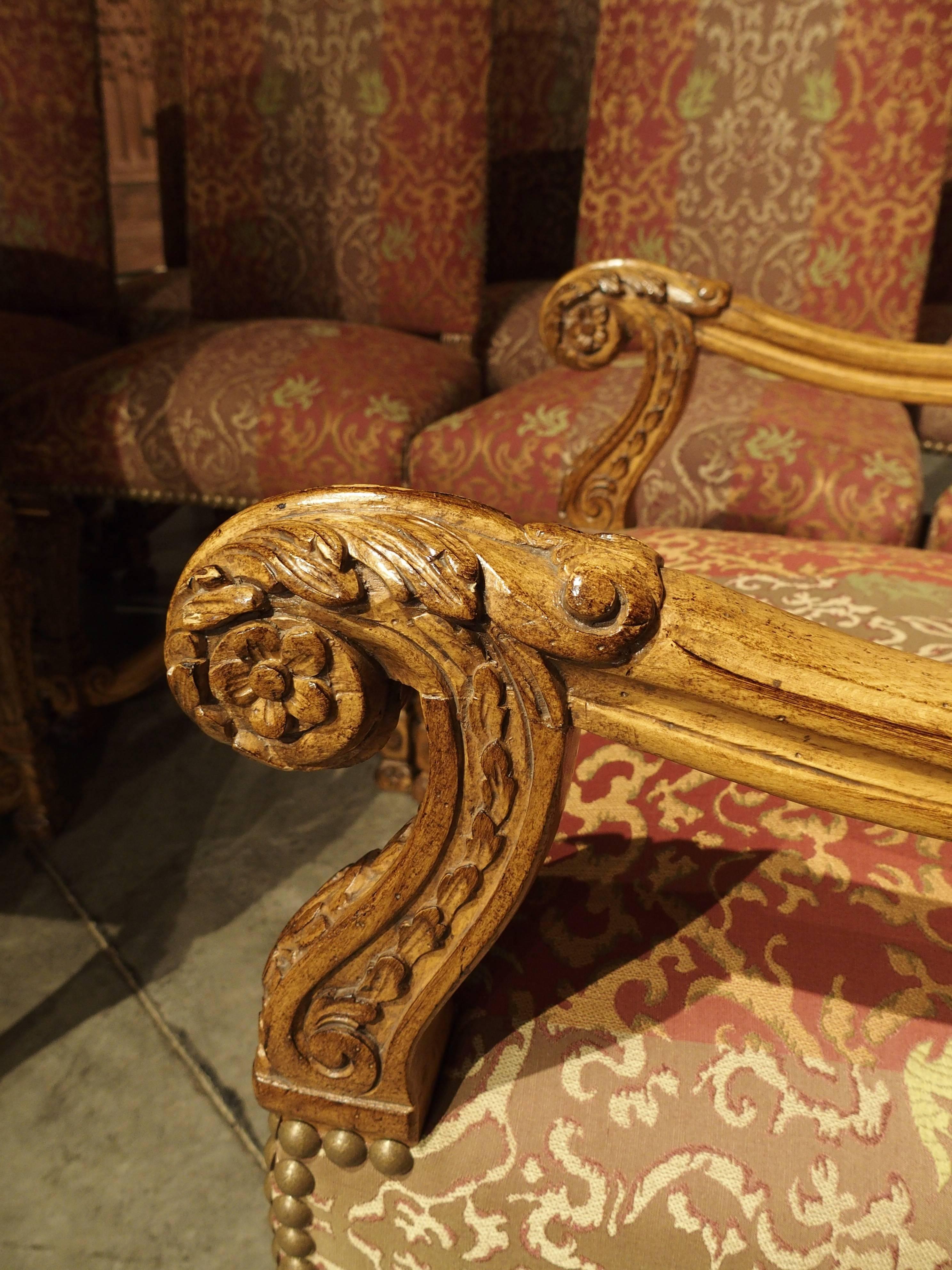 Set of 12 Louis XIV Carved Dining Chairs 1