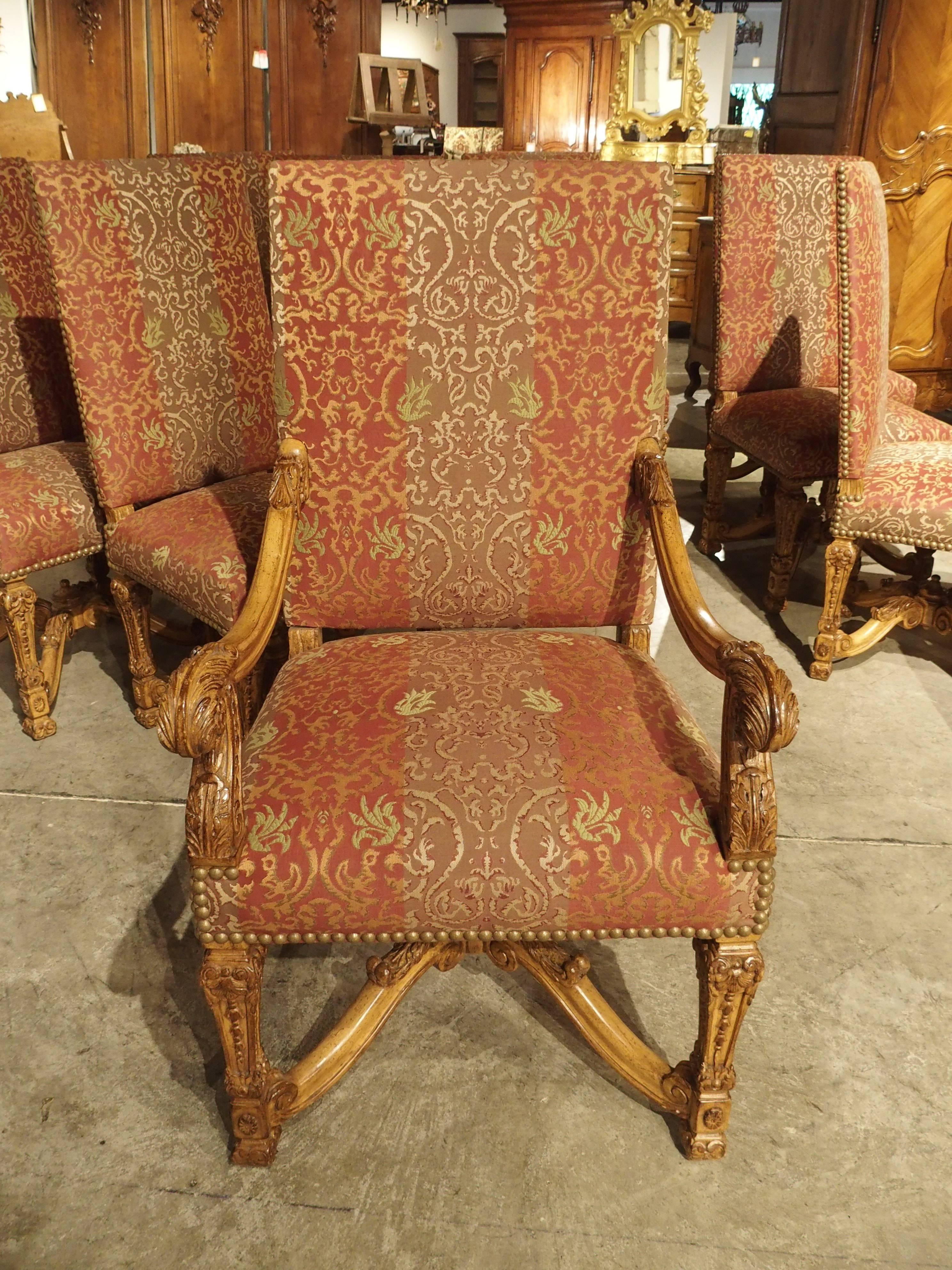 Set of 12 Louis XIV Carved Dining Chairs 3