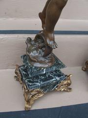 Pair of Antique French Cherub Figures Mounted to Marble Bases