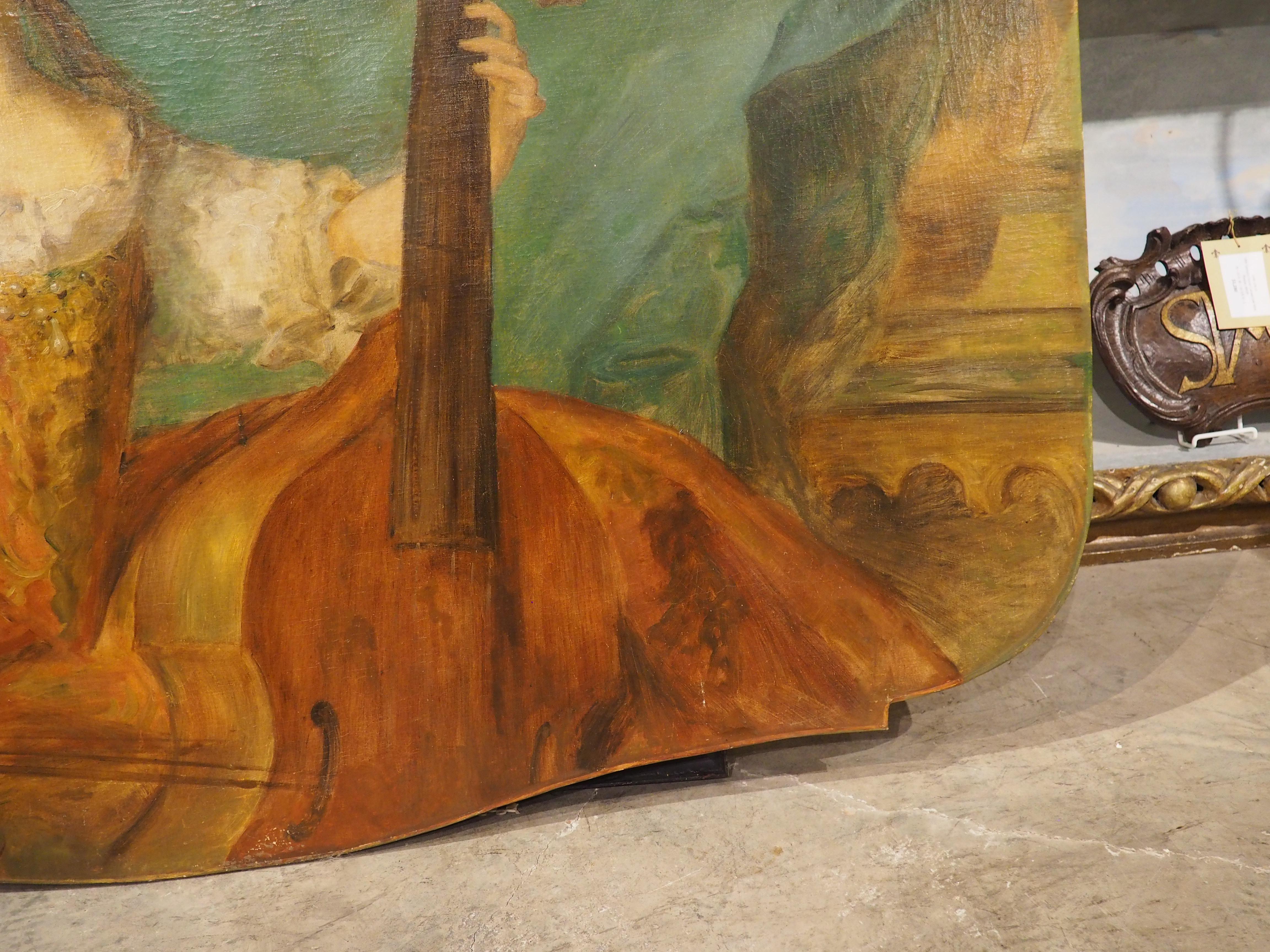 19. Jahrhundert Französisch Overdoor Malerei, Der Cellist im Angebot 3
