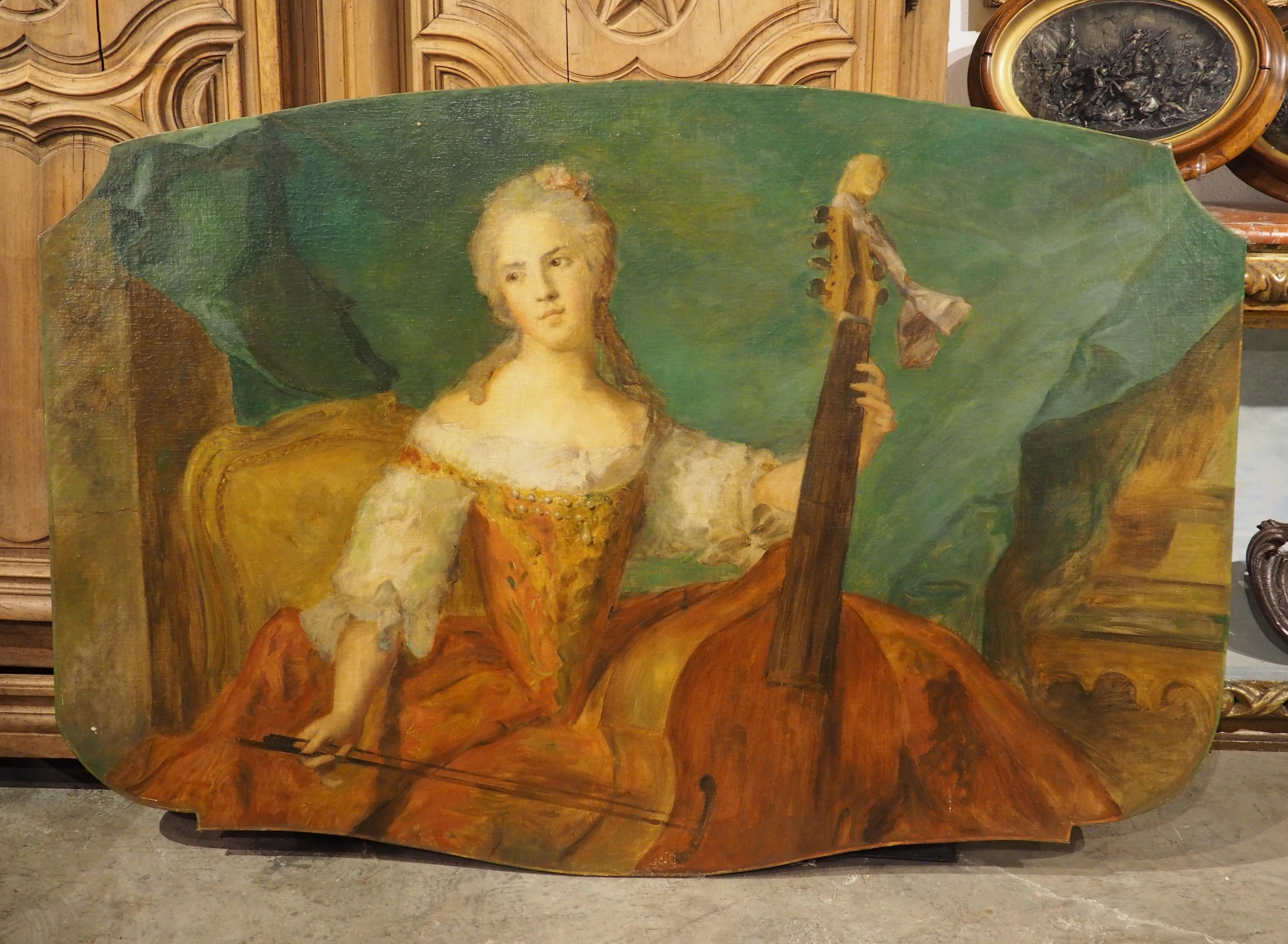 19. Jahrhundert Französisch Overdoor Malerei, Der Cellist im Angebot 10