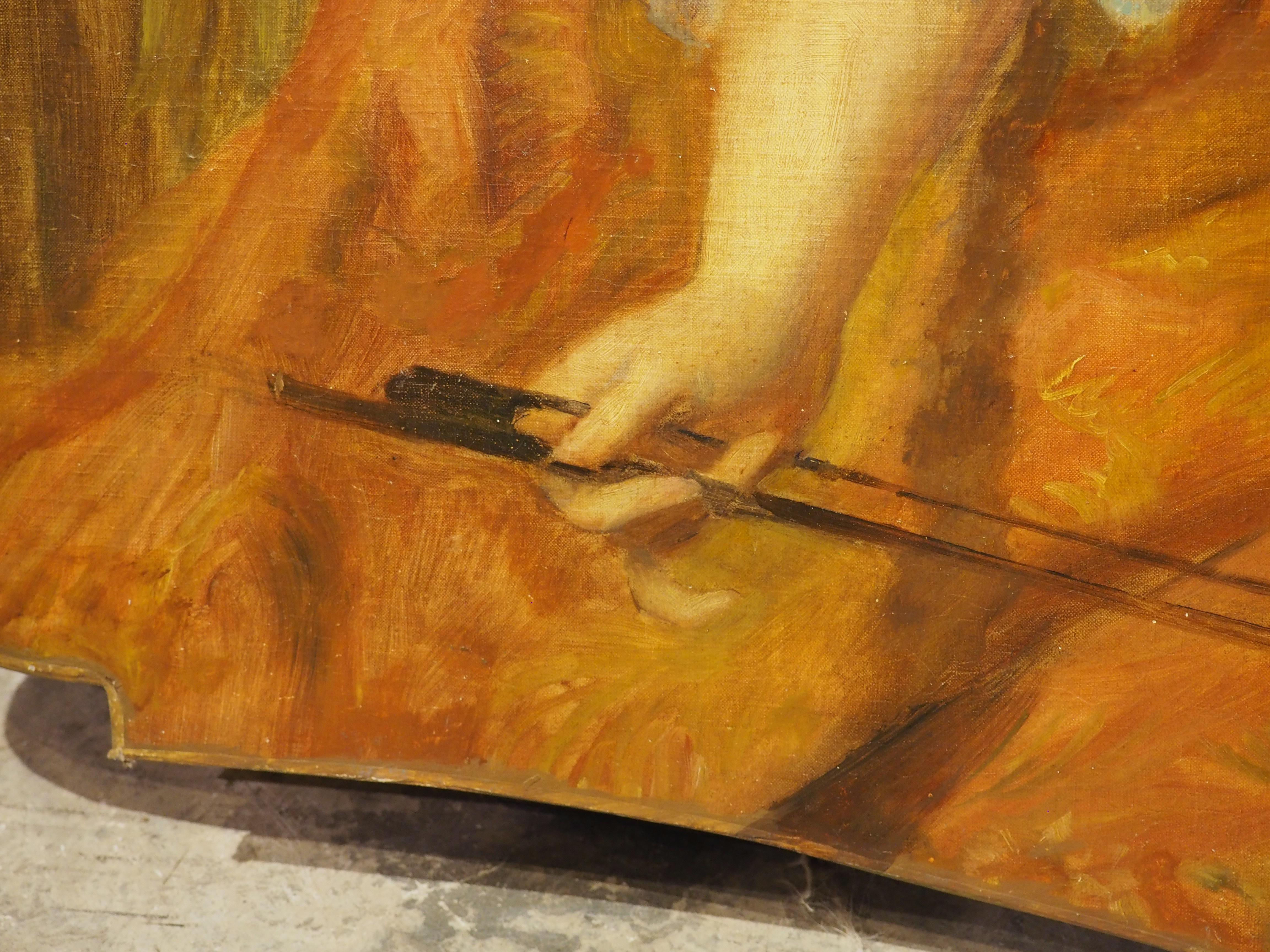19. Jahrhundert Französisch Overdoor Malerei, Der Cellist im Angebot 9