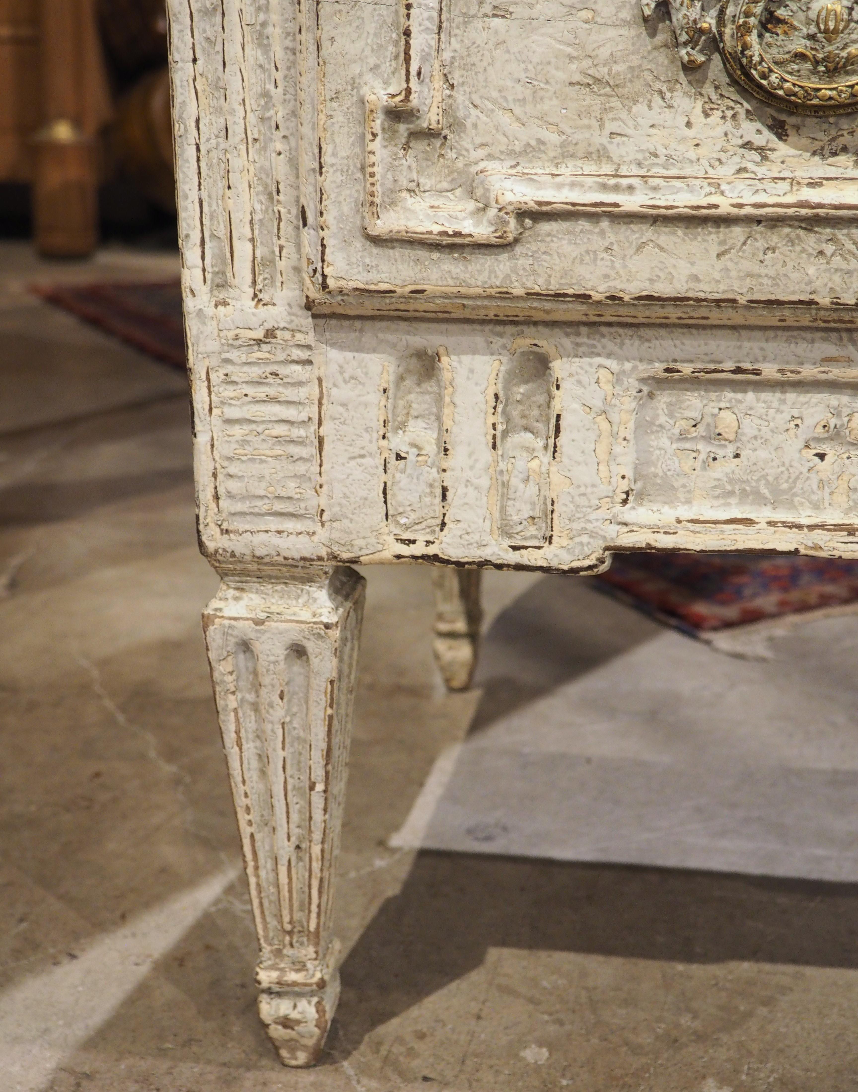 19th Century Painted French Louis XVI Style 2-Drawer Commode Sauteuse For Sale 2