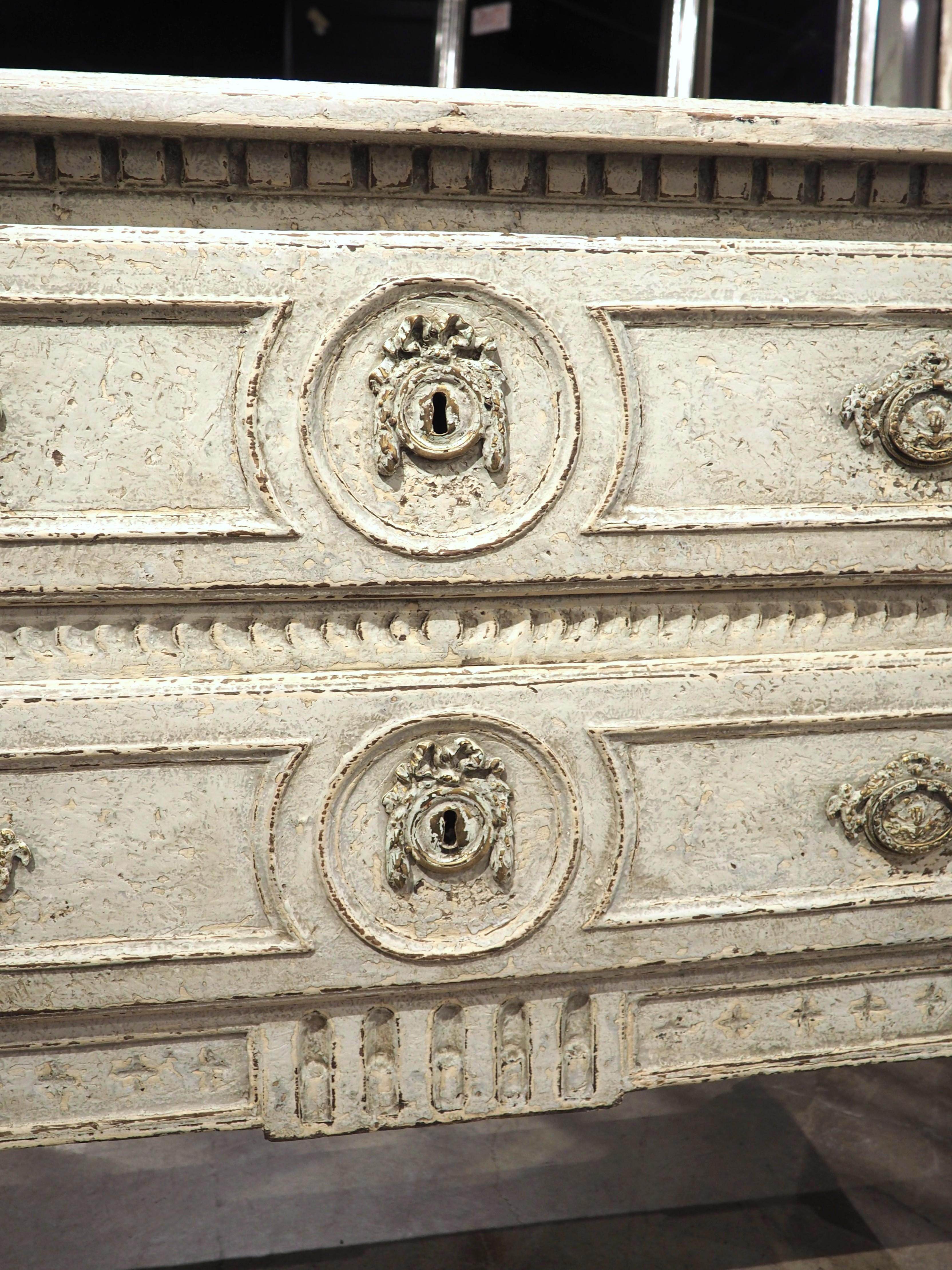 19th Century Painted French Louis XVI Style 2-Drawer Commode Sauteuse For Sale 5