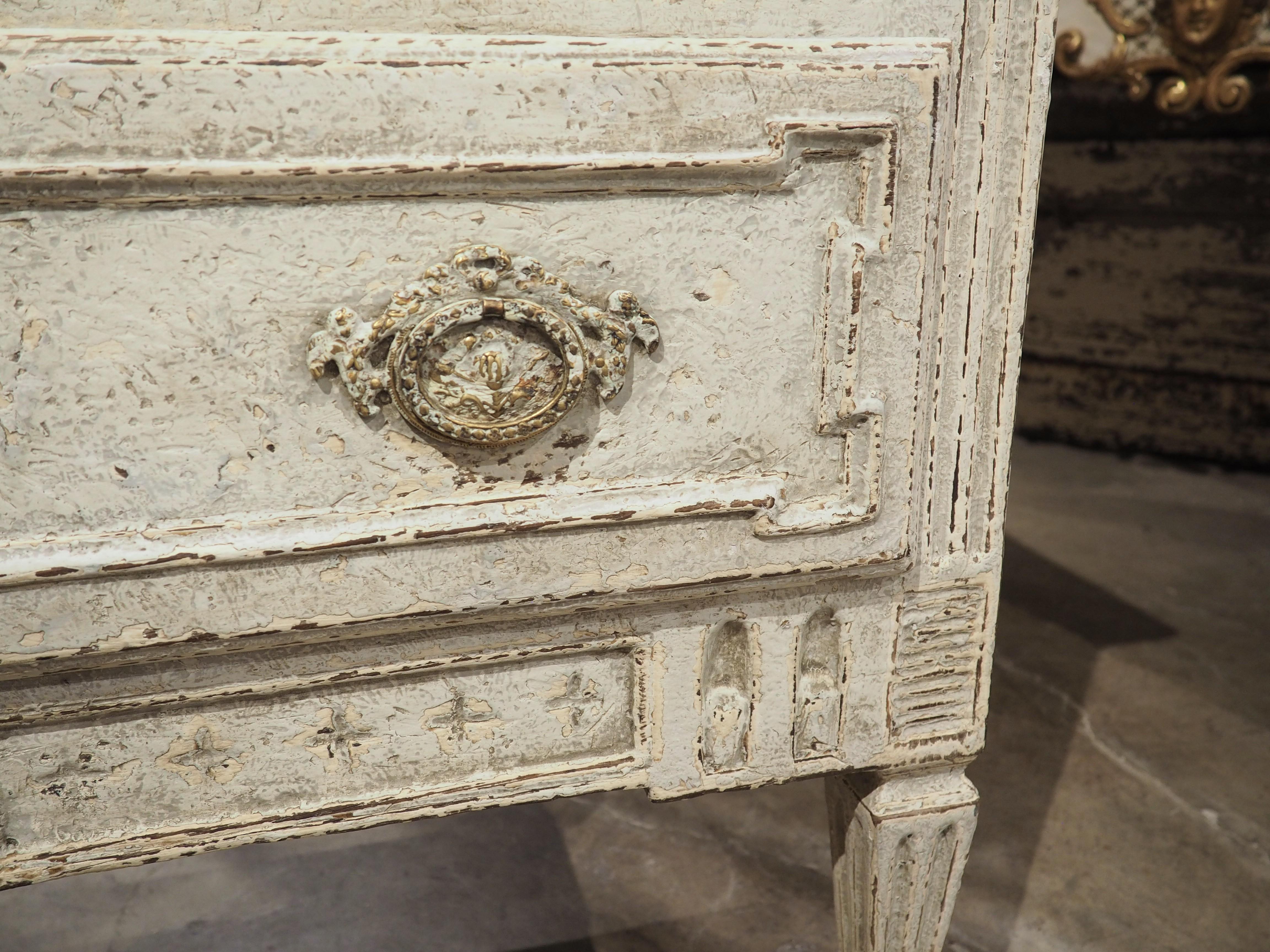 19th Century Painted French Louis XVI Style 2-Drawer Commode Sauteuse For Sale 6