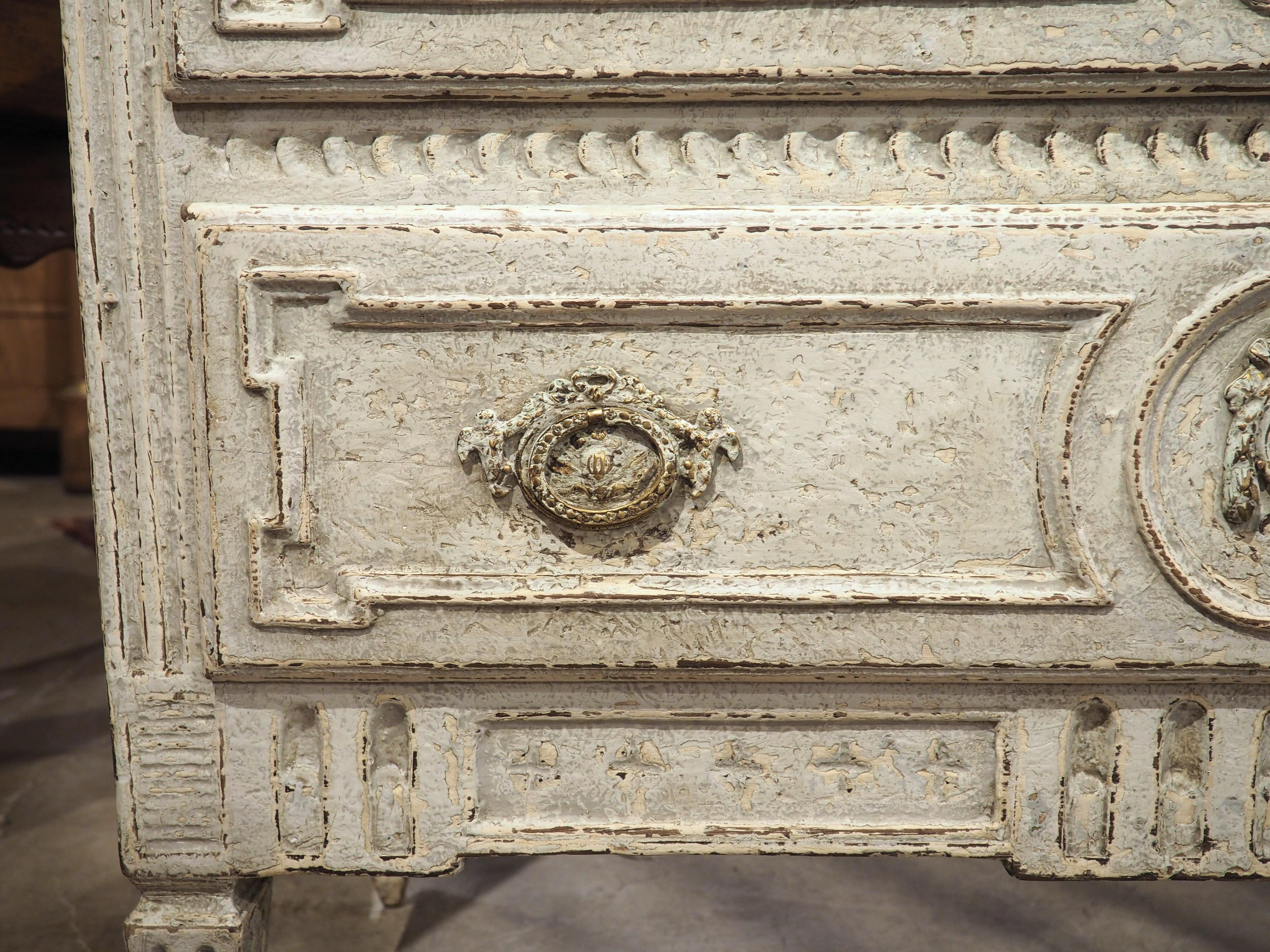 19th Century Painted French Louis XVI Style 2-Drawer Commode Sauteuse For Sale 4