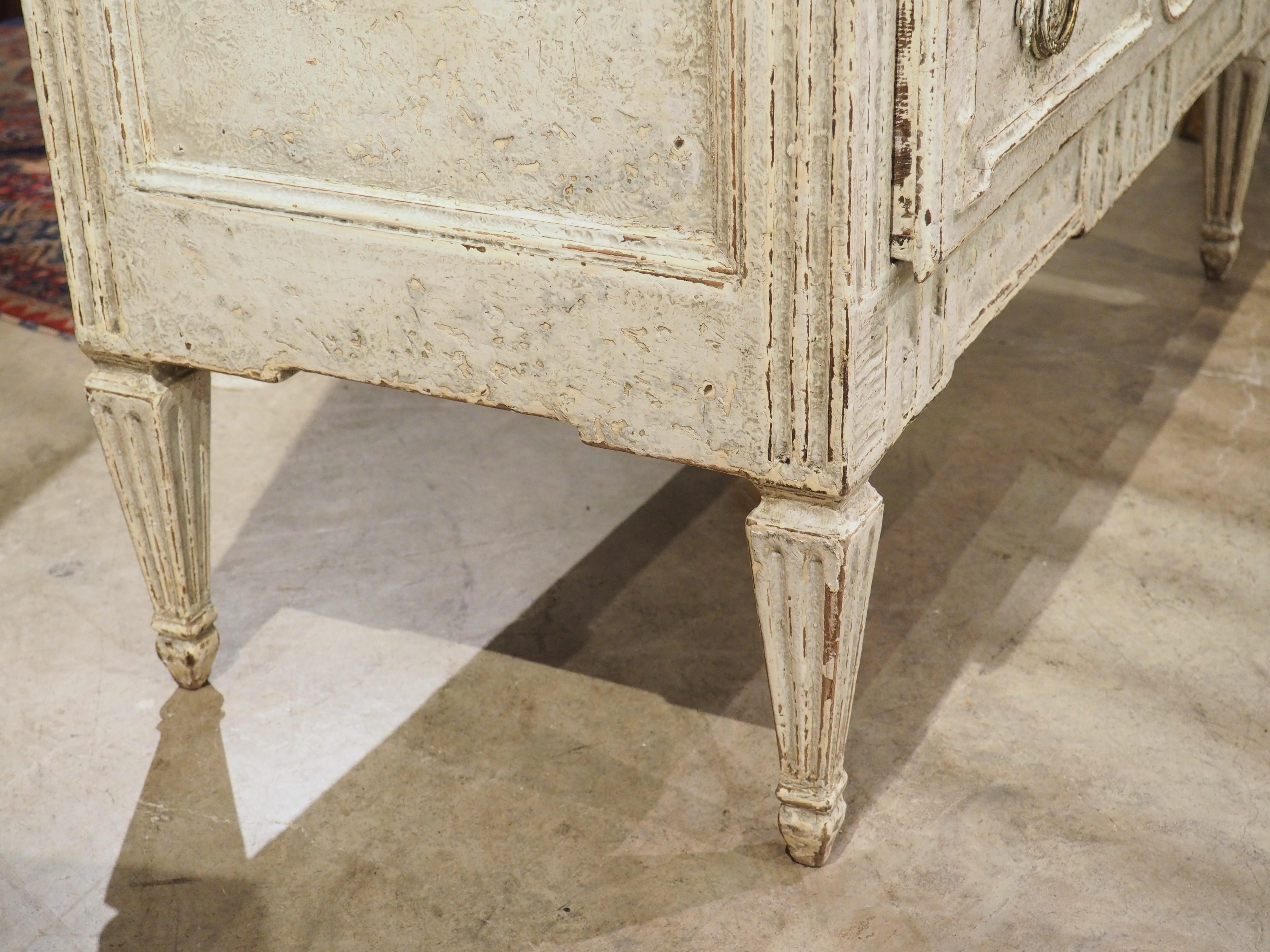 19th Century Painted French Louis XVI Style 2-Drawer Commode Sauteuse For Sale 11