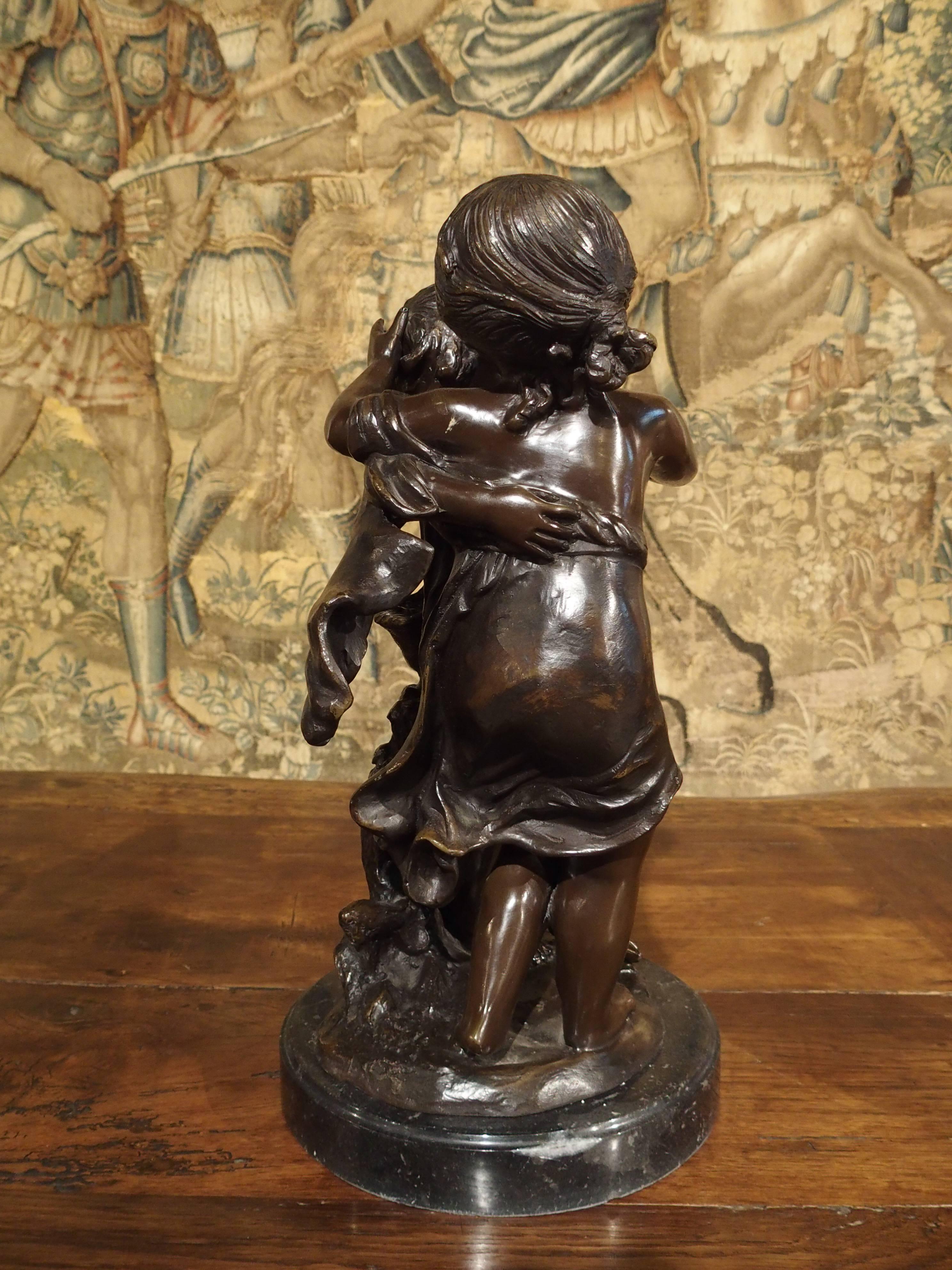 Cast Bronze Statue of a Boy and Girl, Signed A. Moreau 1