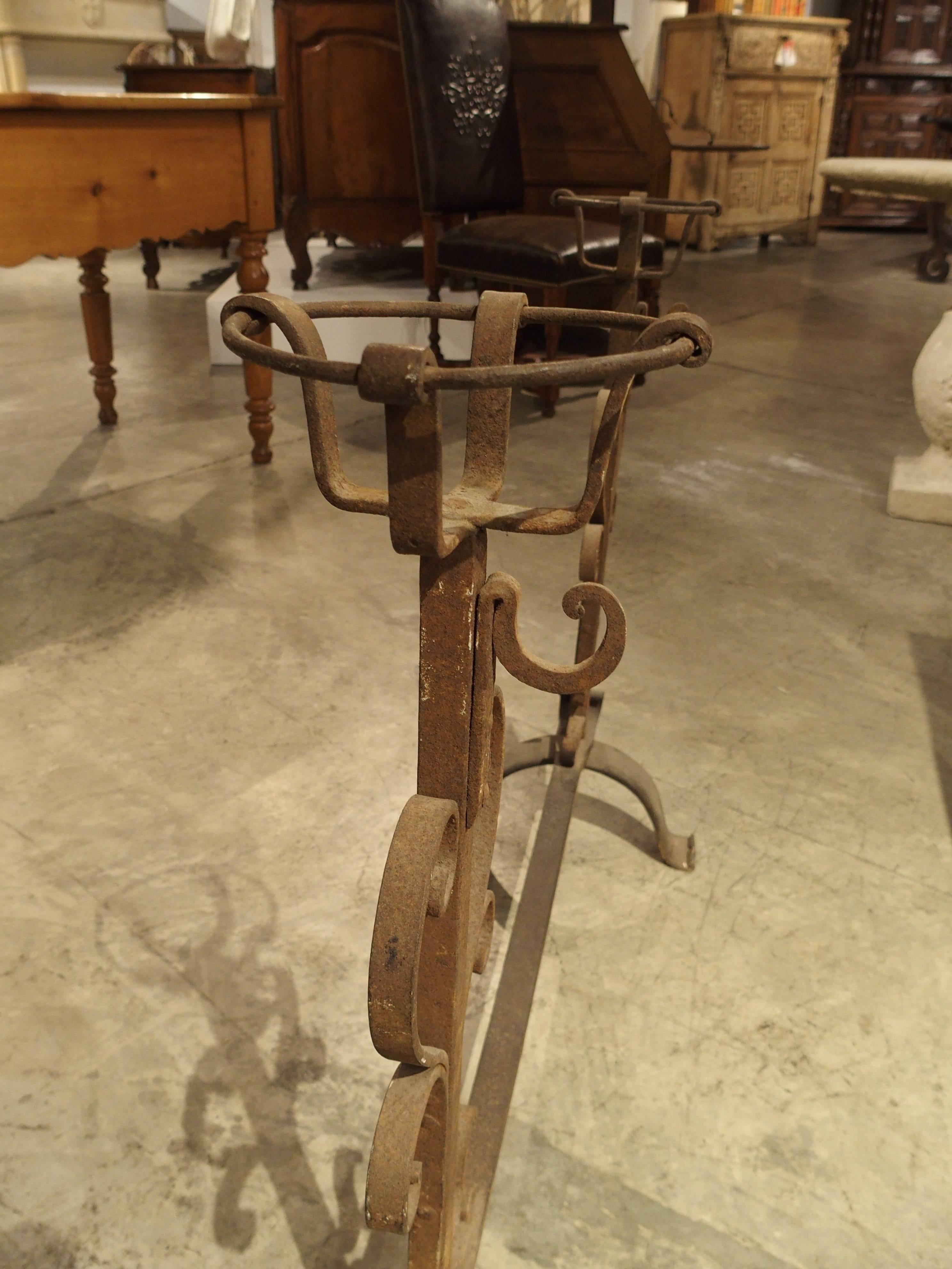 French Antique One-Piece Cooking Andiron from France, circa 1800 For Sale