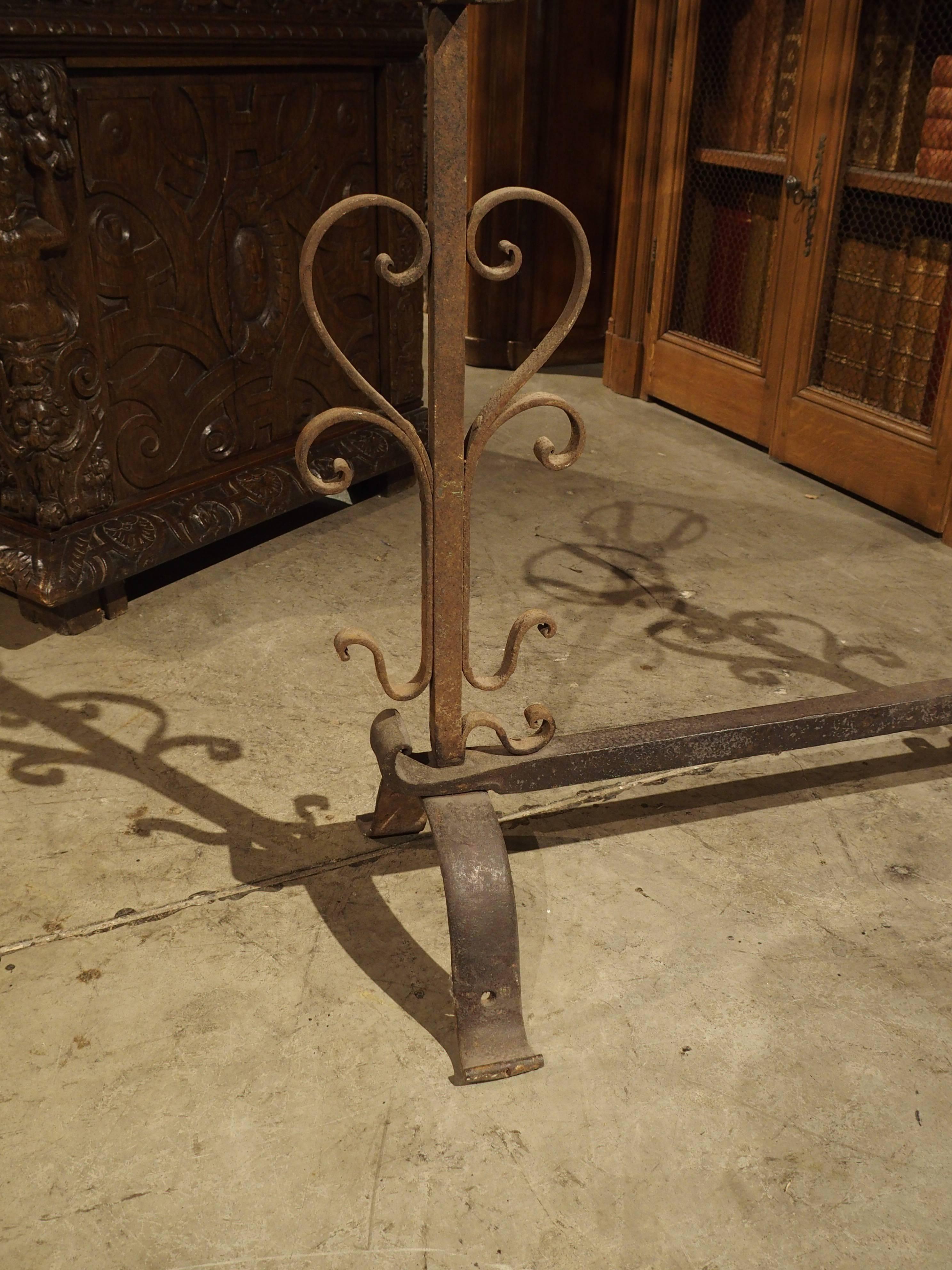 Early 19th Century Antique One-Piece Cooking Andiron from France, circa 1800 For Sale