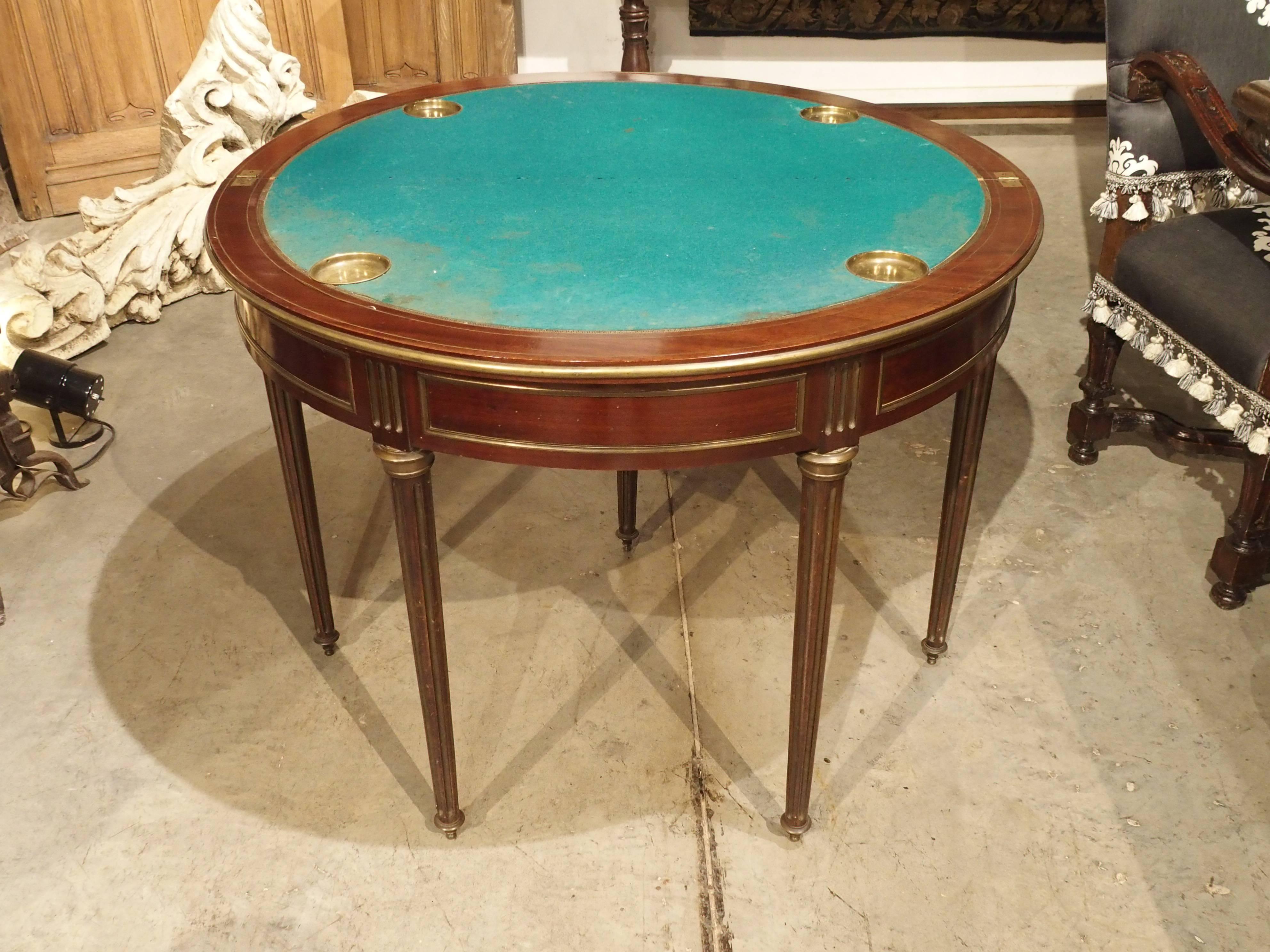 Antique French Mahogany Demilune Game Table, circa 1885 4