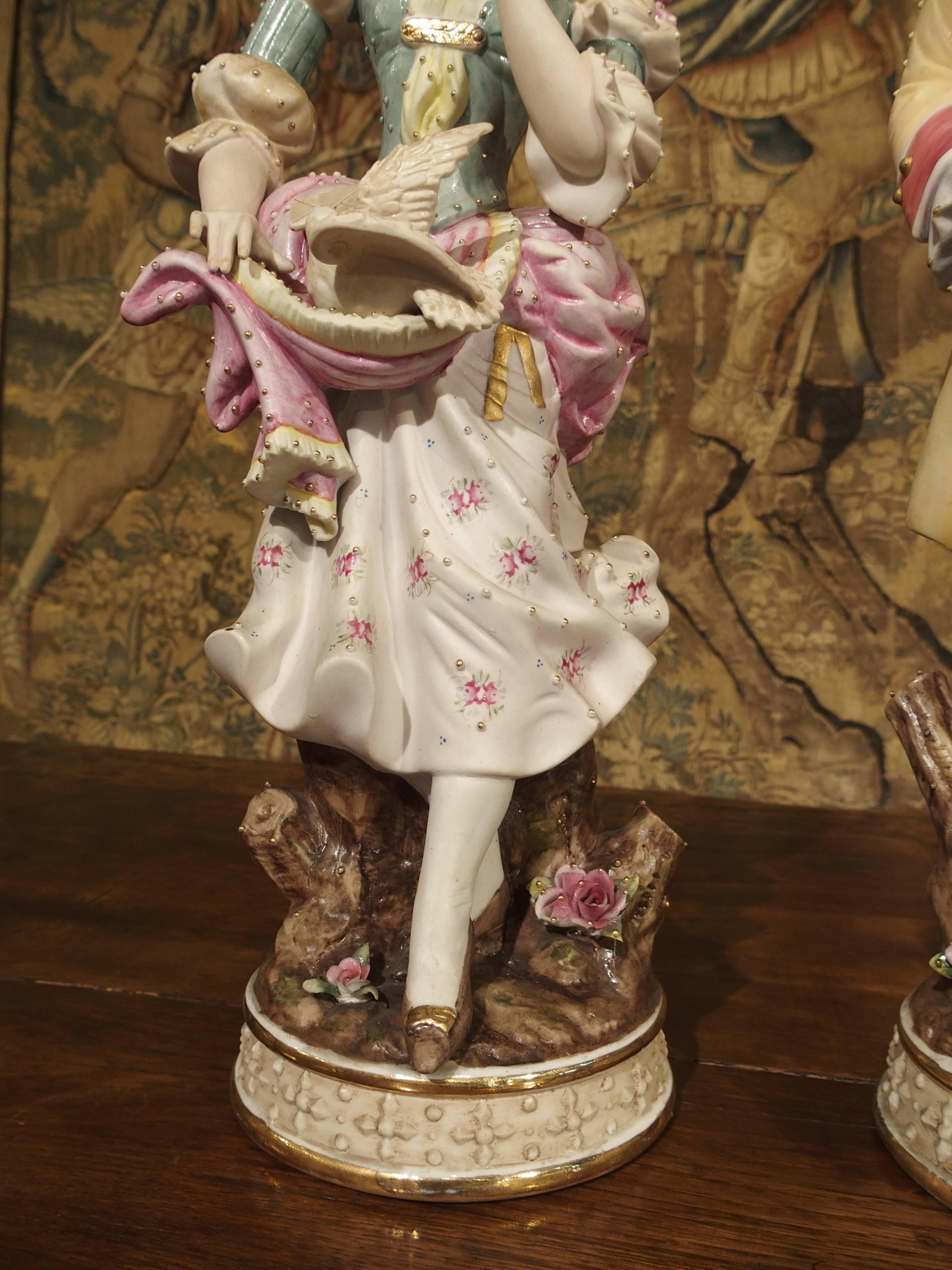 Early 20th Century Pair of Early 1900s Hand-Painted Bisque Figures