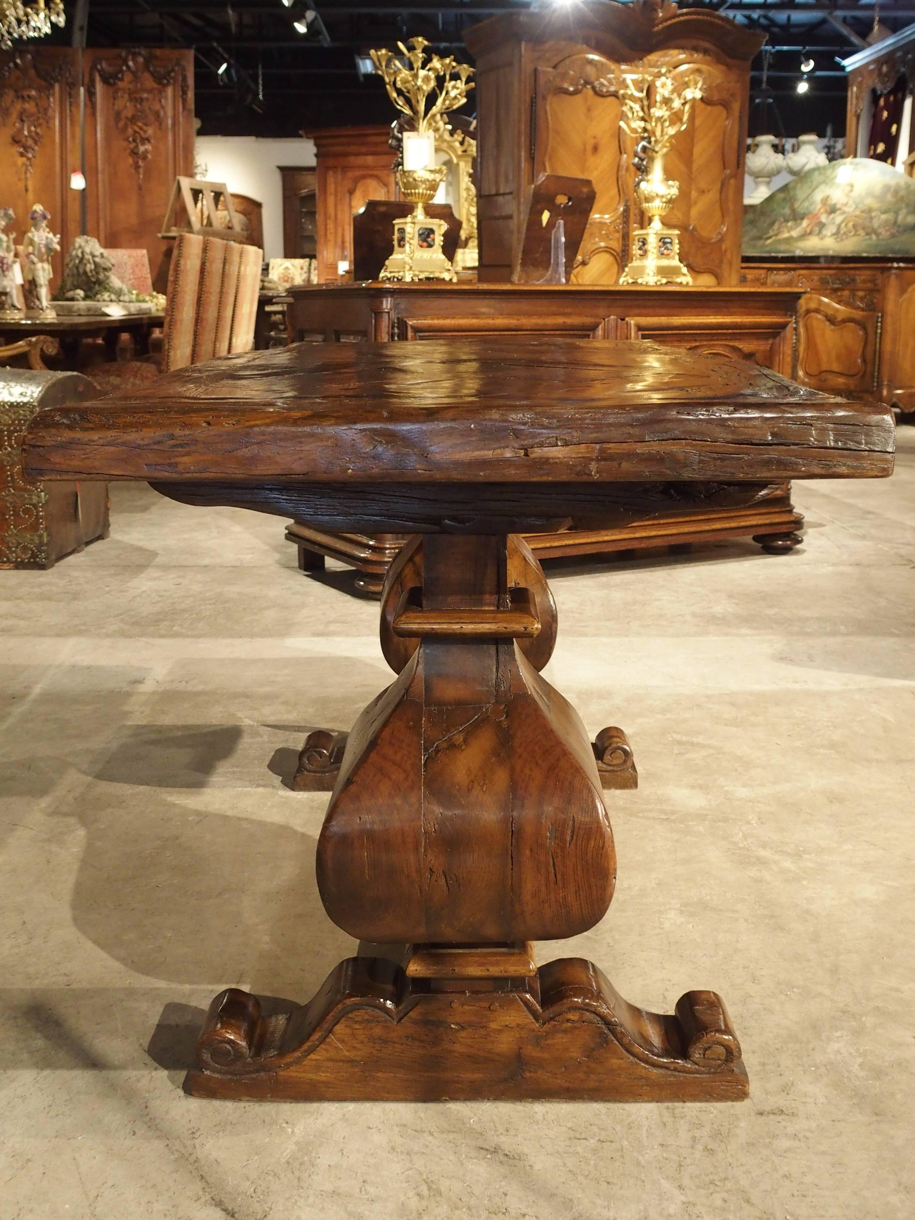 French Oak Sofa Table with Parquet Top In Good Condition In Dallas, TX