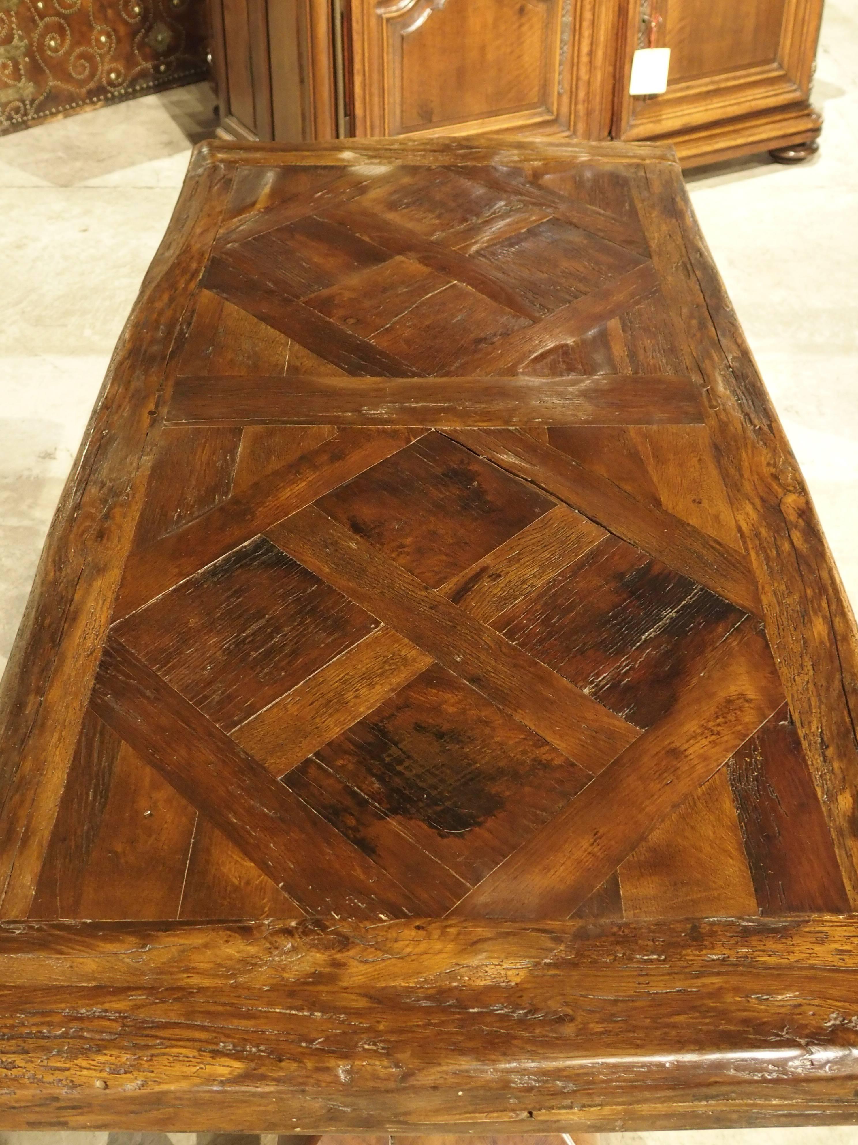Contemporary French Oak Sofa Table with Parquet Top
