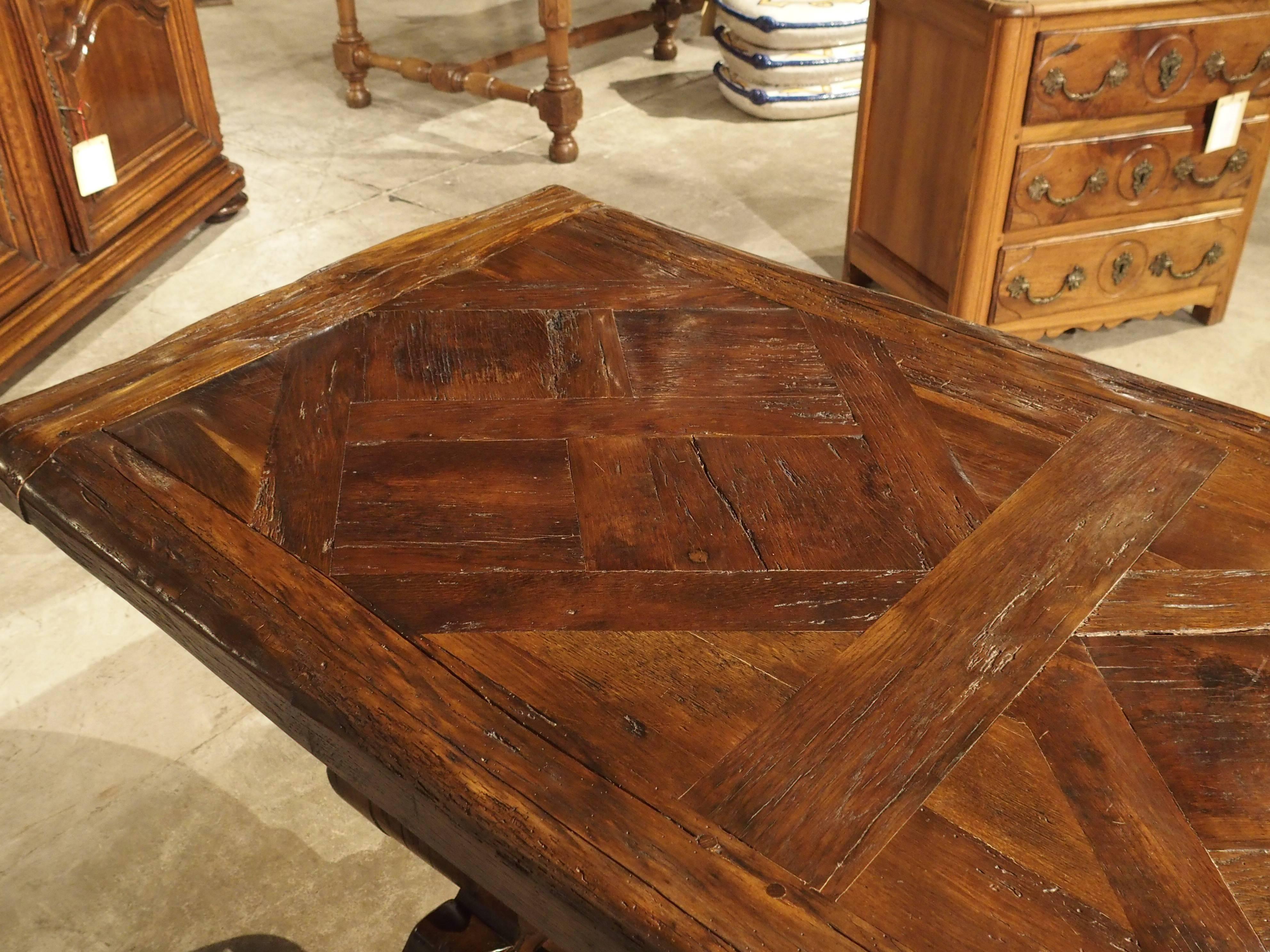 French Oak Sofa Table with Parquet Top 2