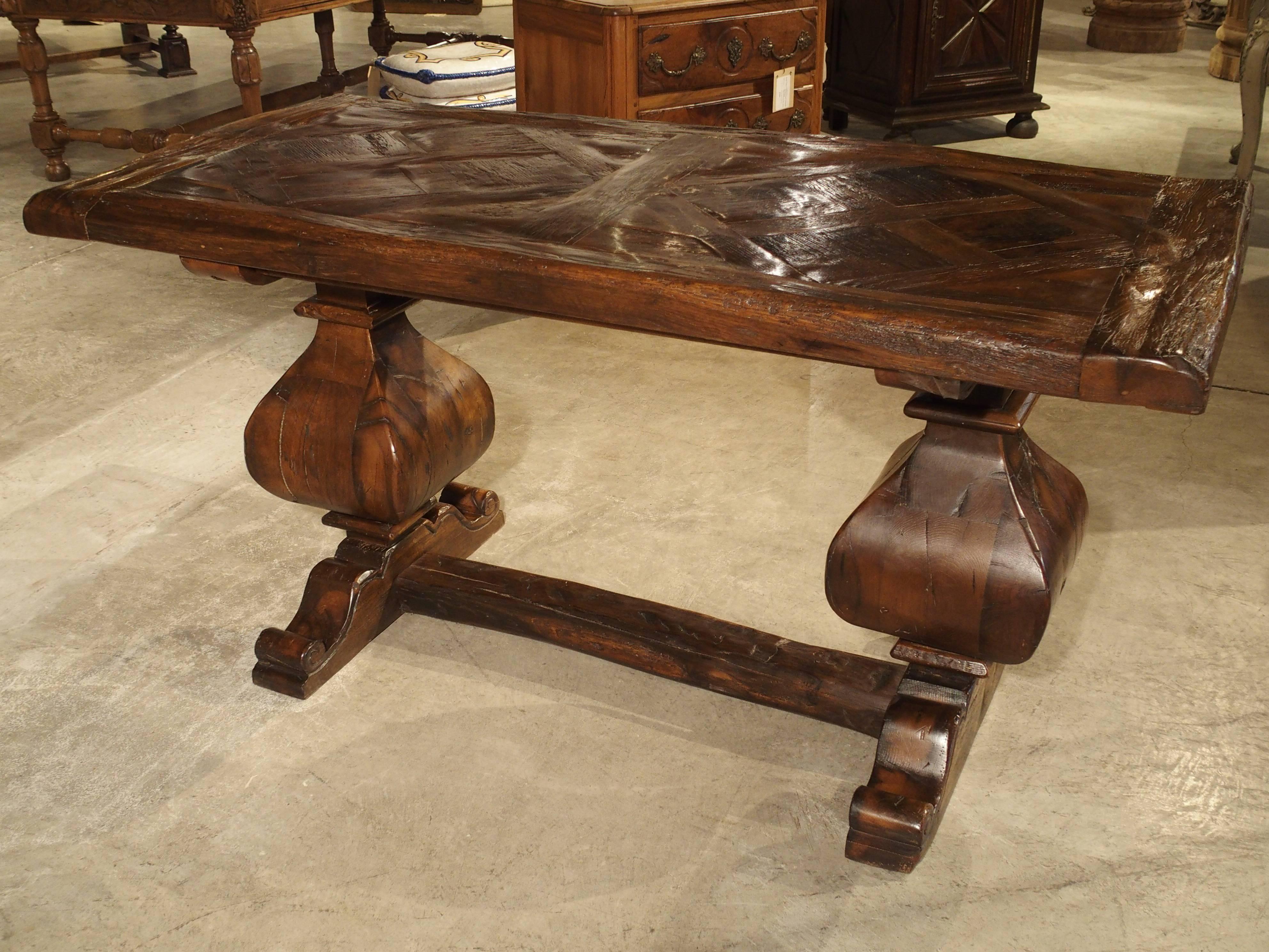 French Oak Sofa Table with Parquet Top 4