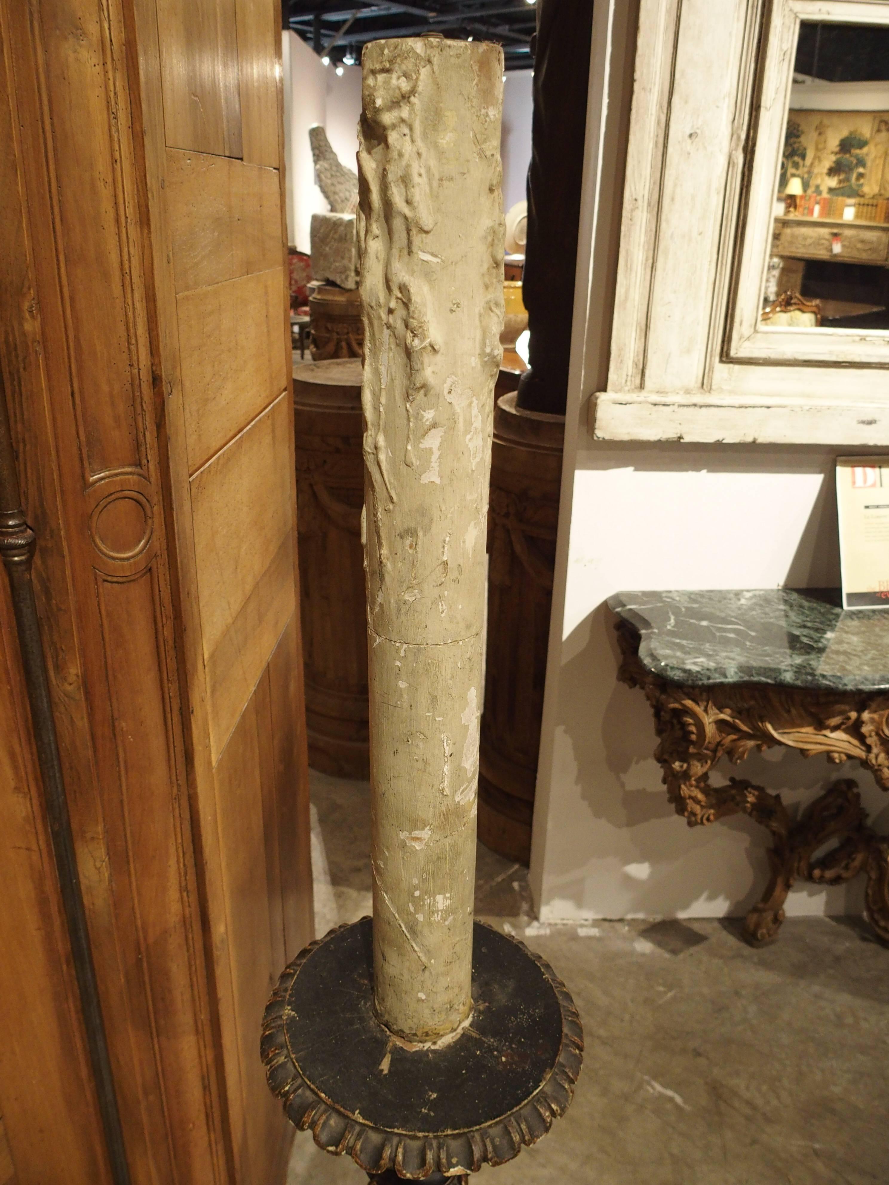 Carved Antique French Floor Candlestick Lamp, circa 1880 In Good Condition In Dallas, TX