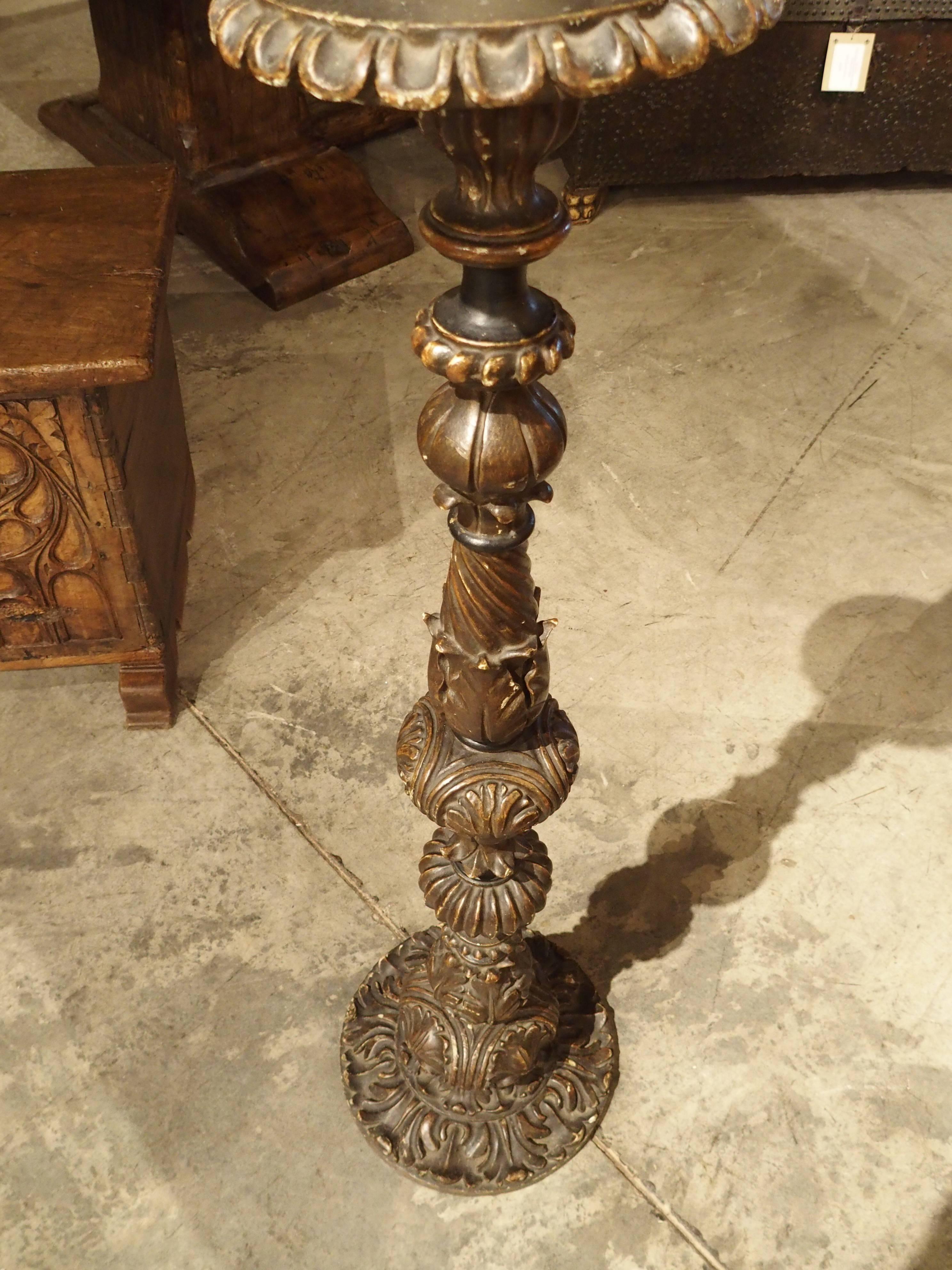 19th Century Carved Antique French Floor Candlestick Lamp, circa 1880