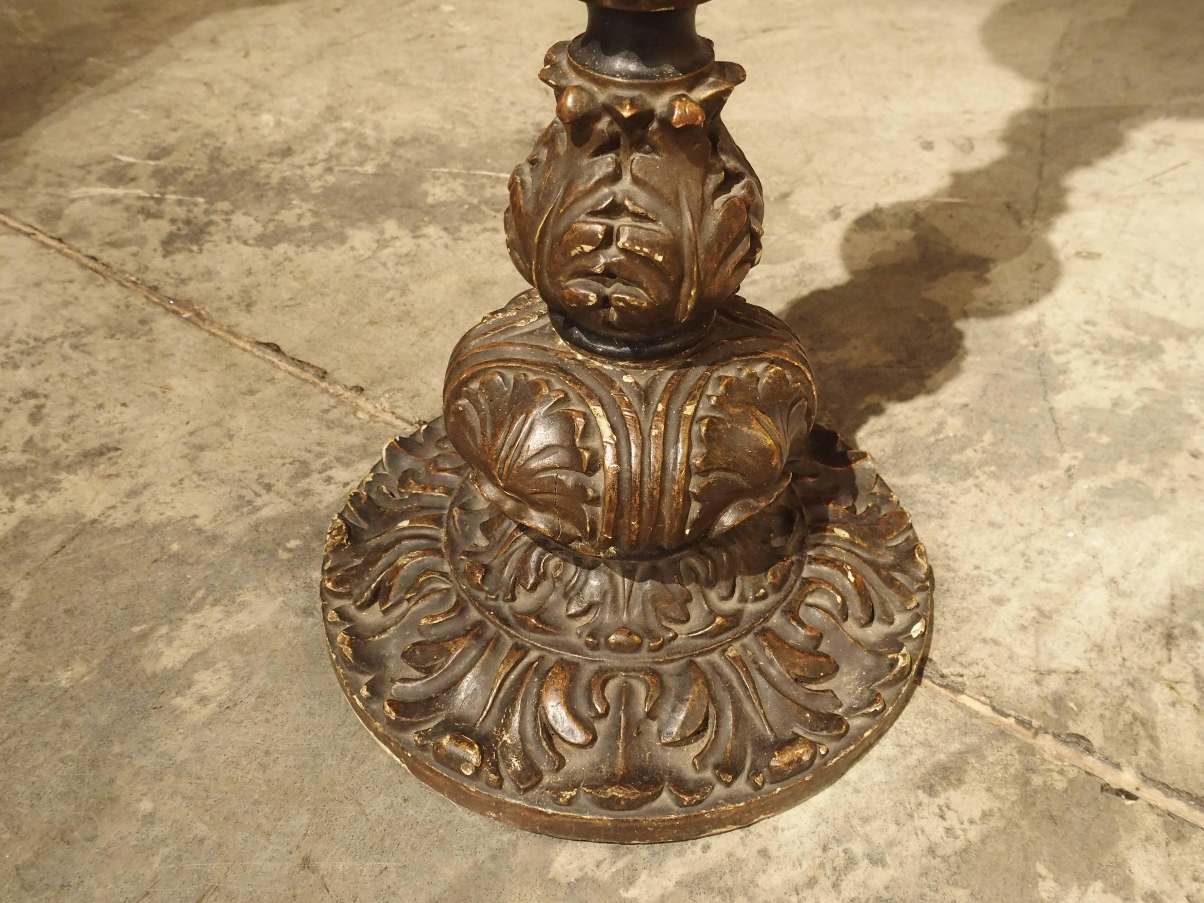Carved Antique French Floor Candlestick Lamp, circa 1880 1