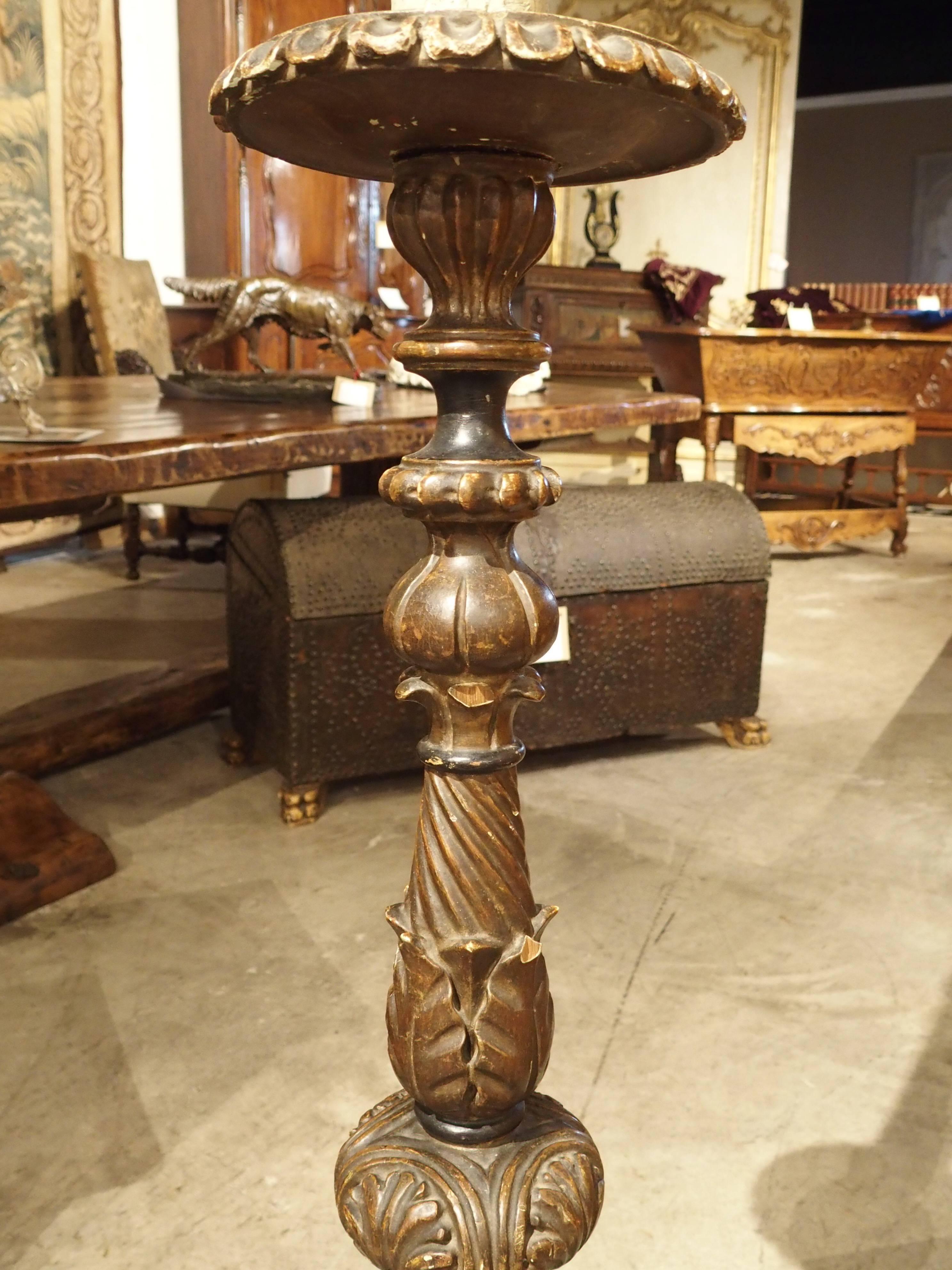 Carved Antique French Floor Candlestick Lamp, circa 1880 4