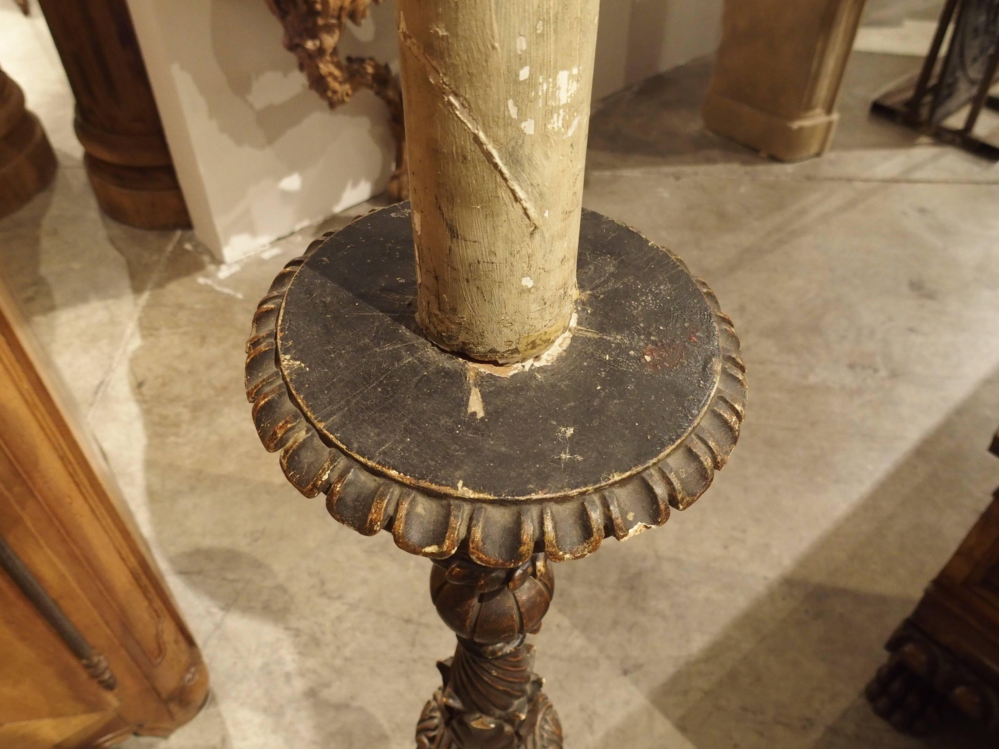 Carved Antique French Floor Candlestick Lamp, circa 1880 5