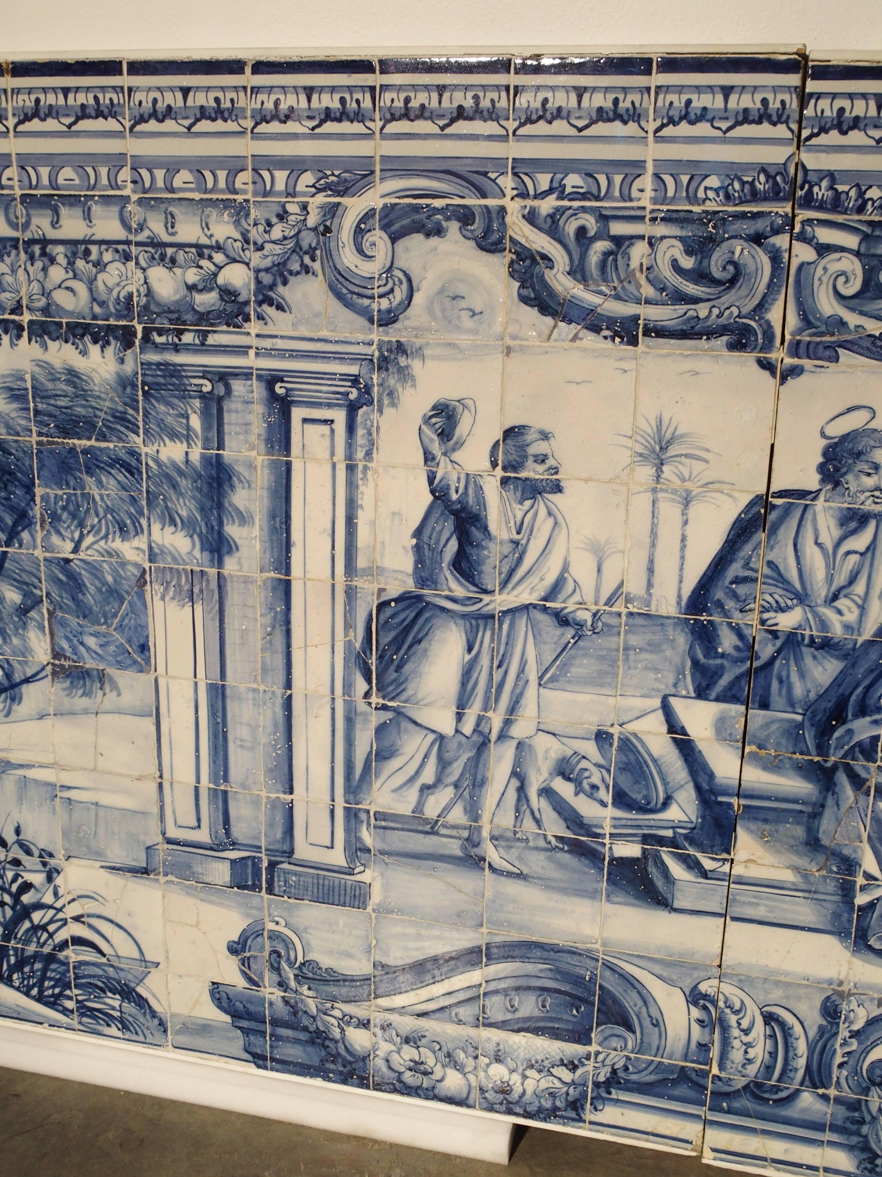 Glazed Large 18th Century Portuguese Azulejo Mural Plaque