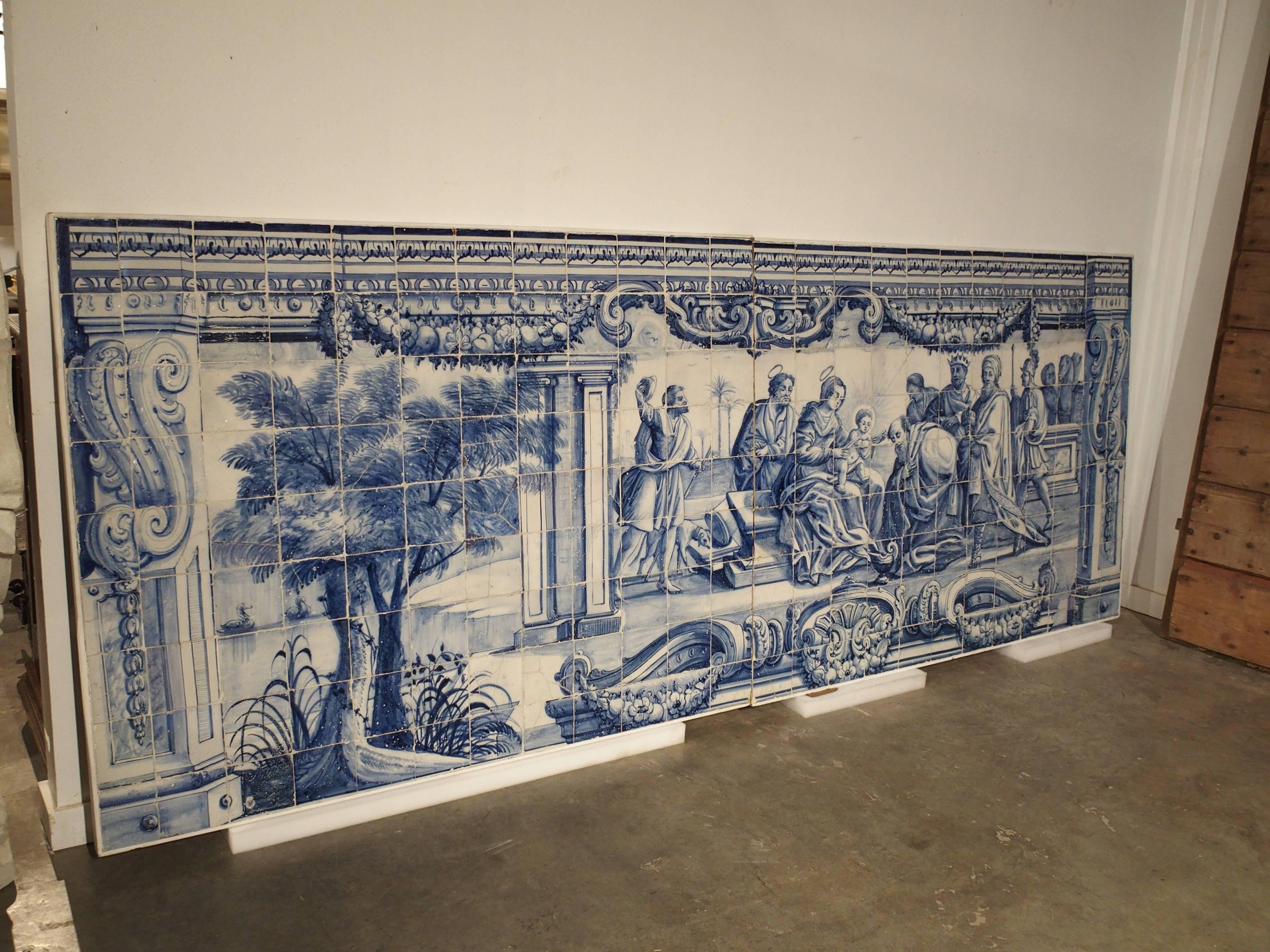 Faience Large 18th Century Portuguese Azulejo Mural Plaque