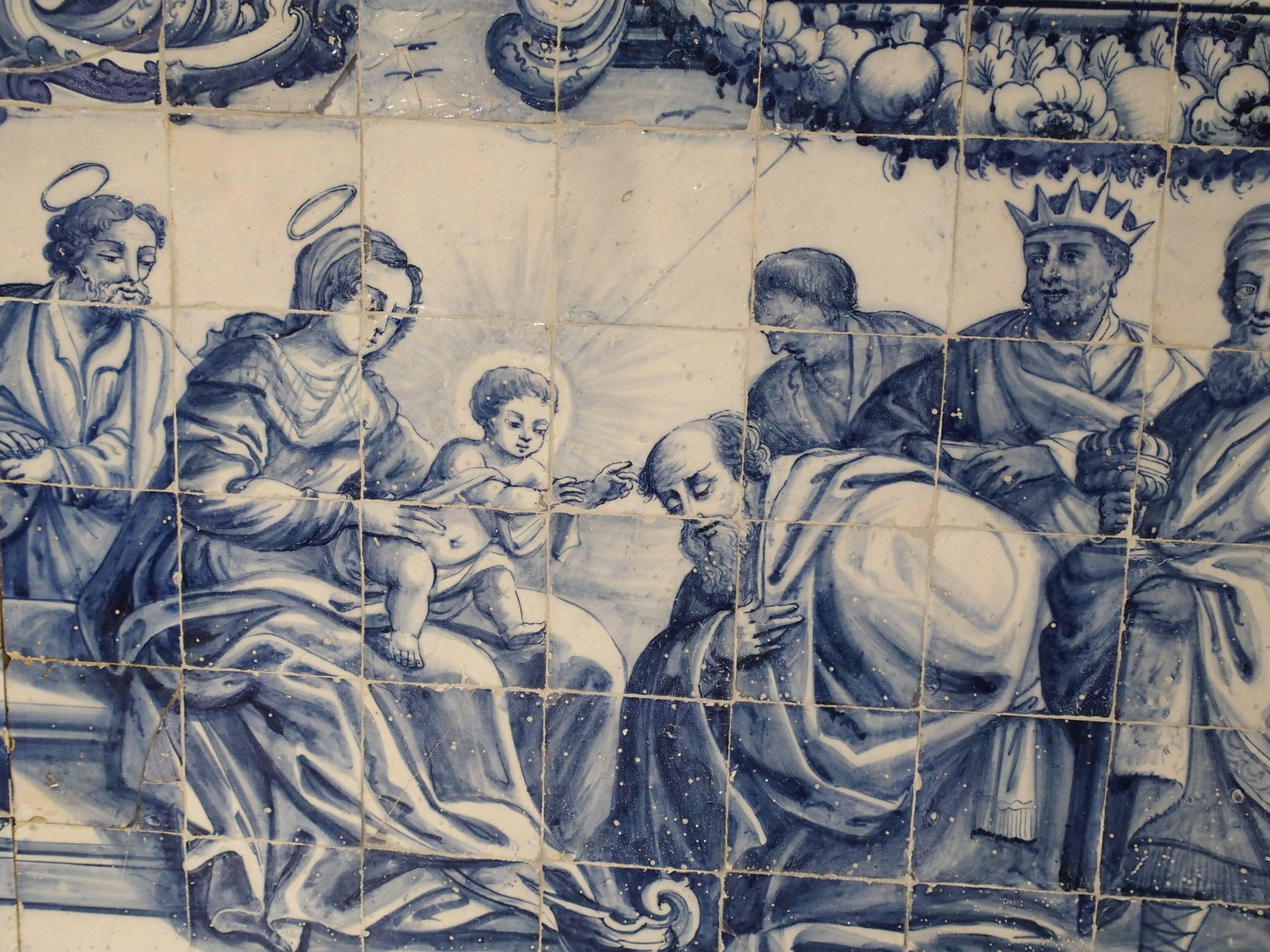 Large 18th Century Portuguese Azulejo Mural Plaque 1