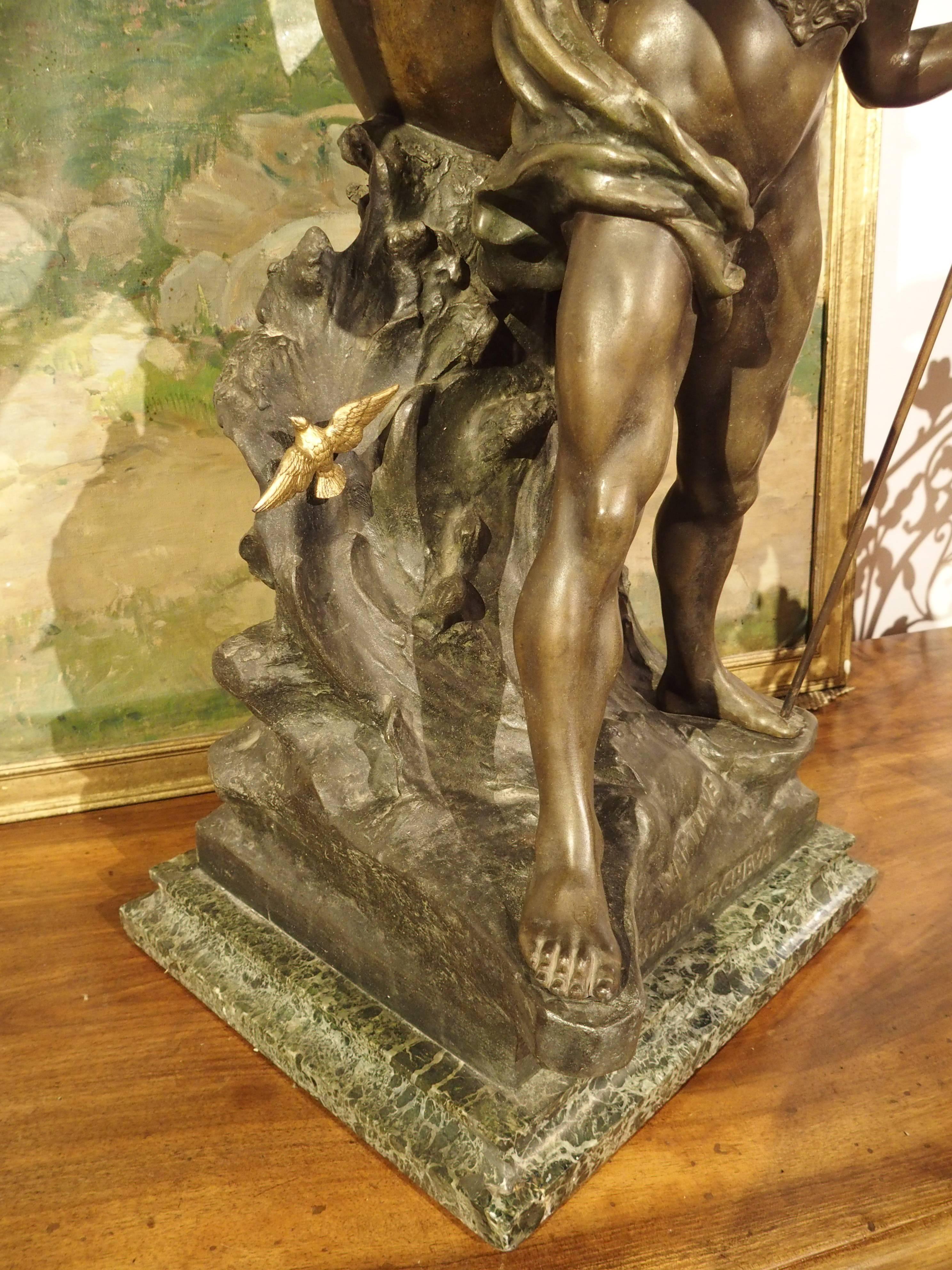 This antique French statue of Neptune with horse is after the famous French sculptor Emile Louis Picault (1833-1915). It is titled 