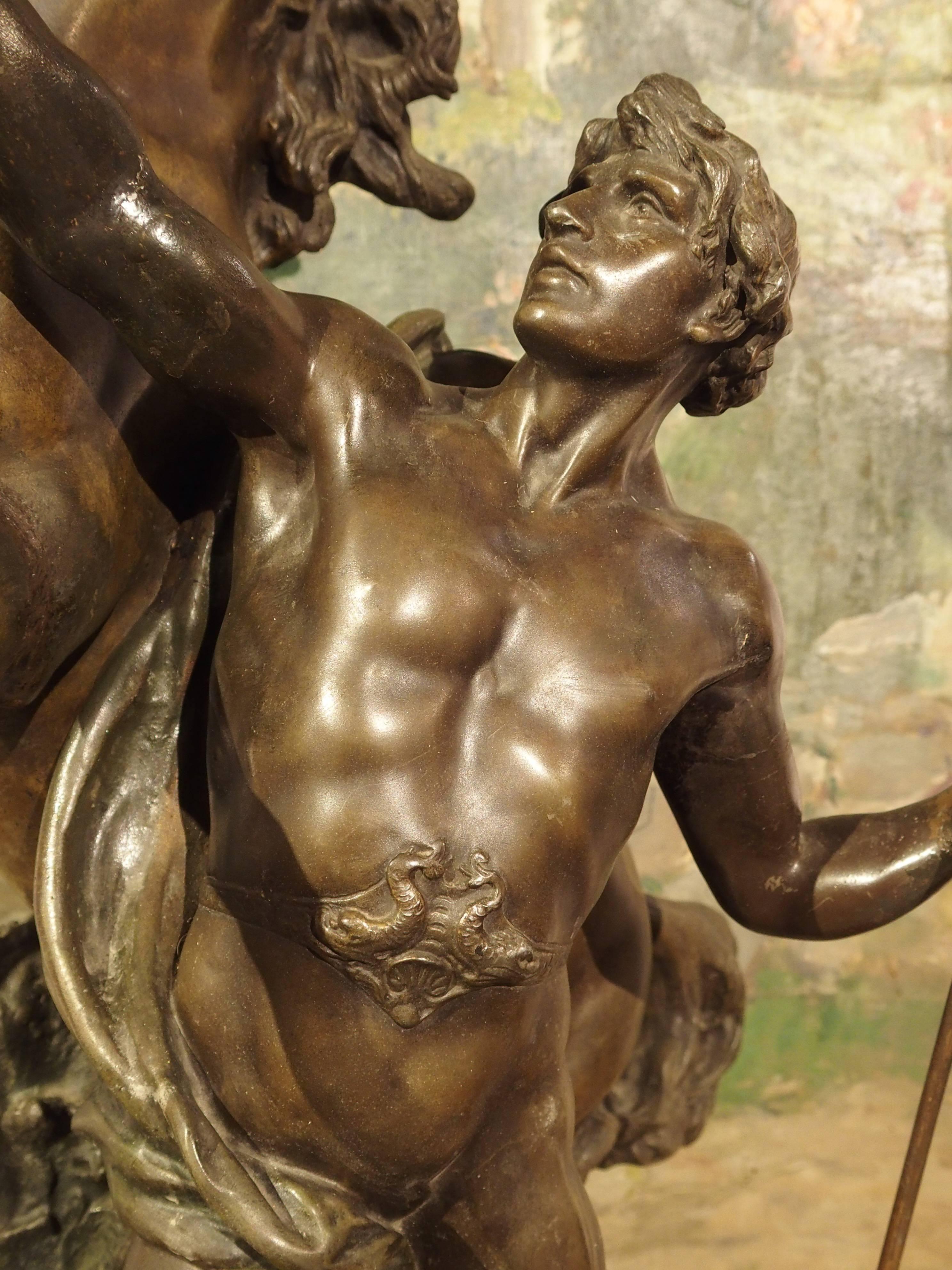 Antique French Statue of Neptune 'Creant Le Cheval' 2